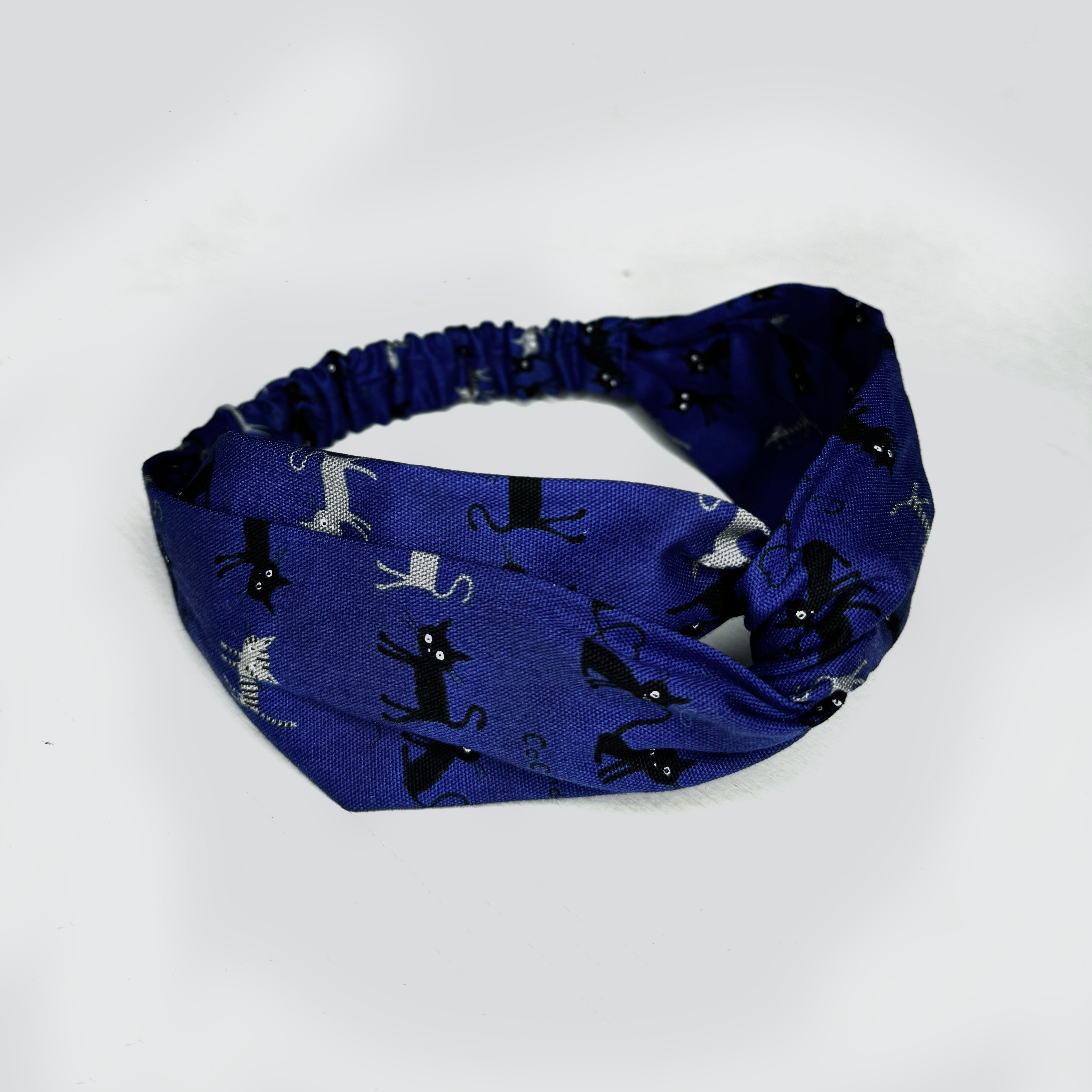 Headband Twisted Cats on Blue