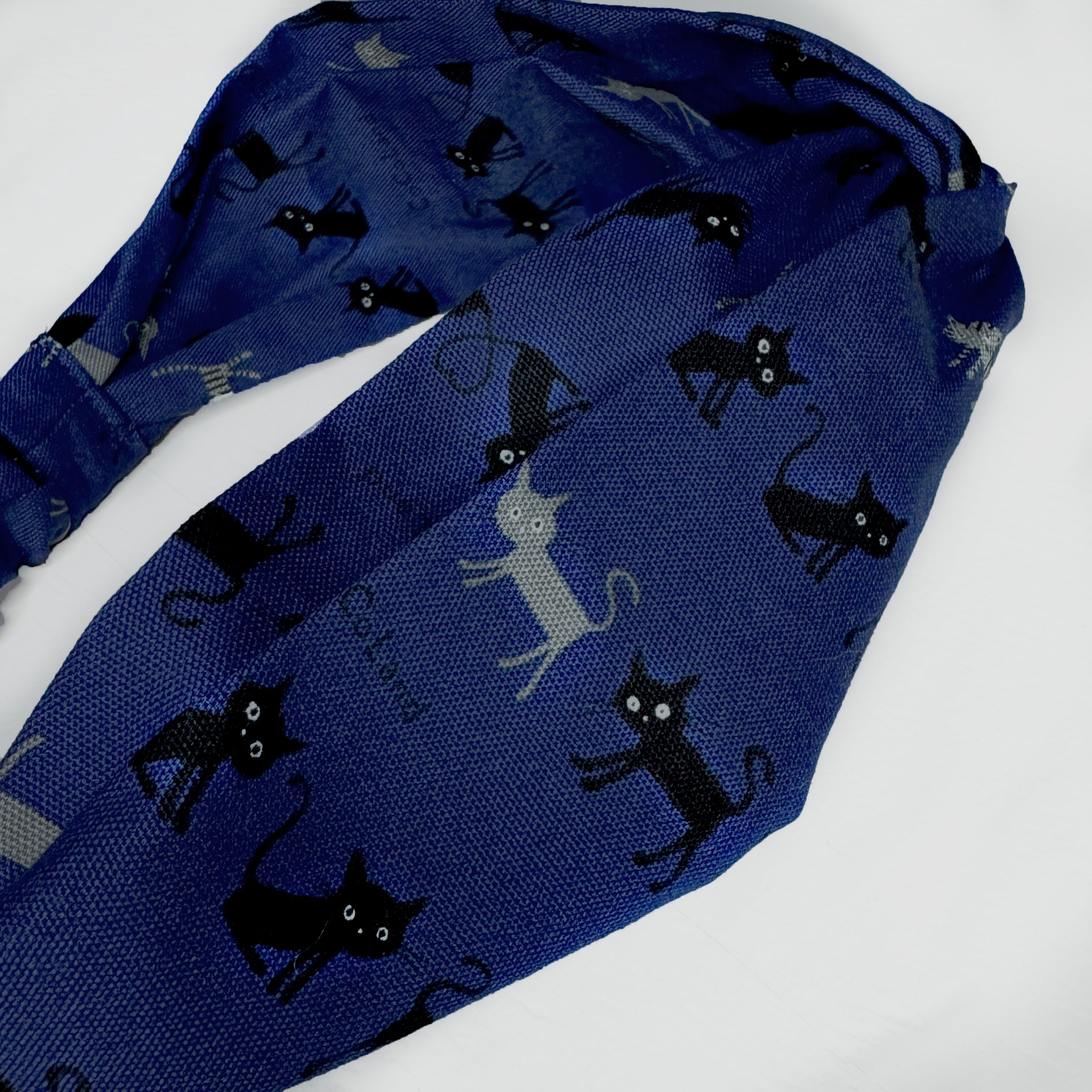 Headband Twisted Cats on Blue