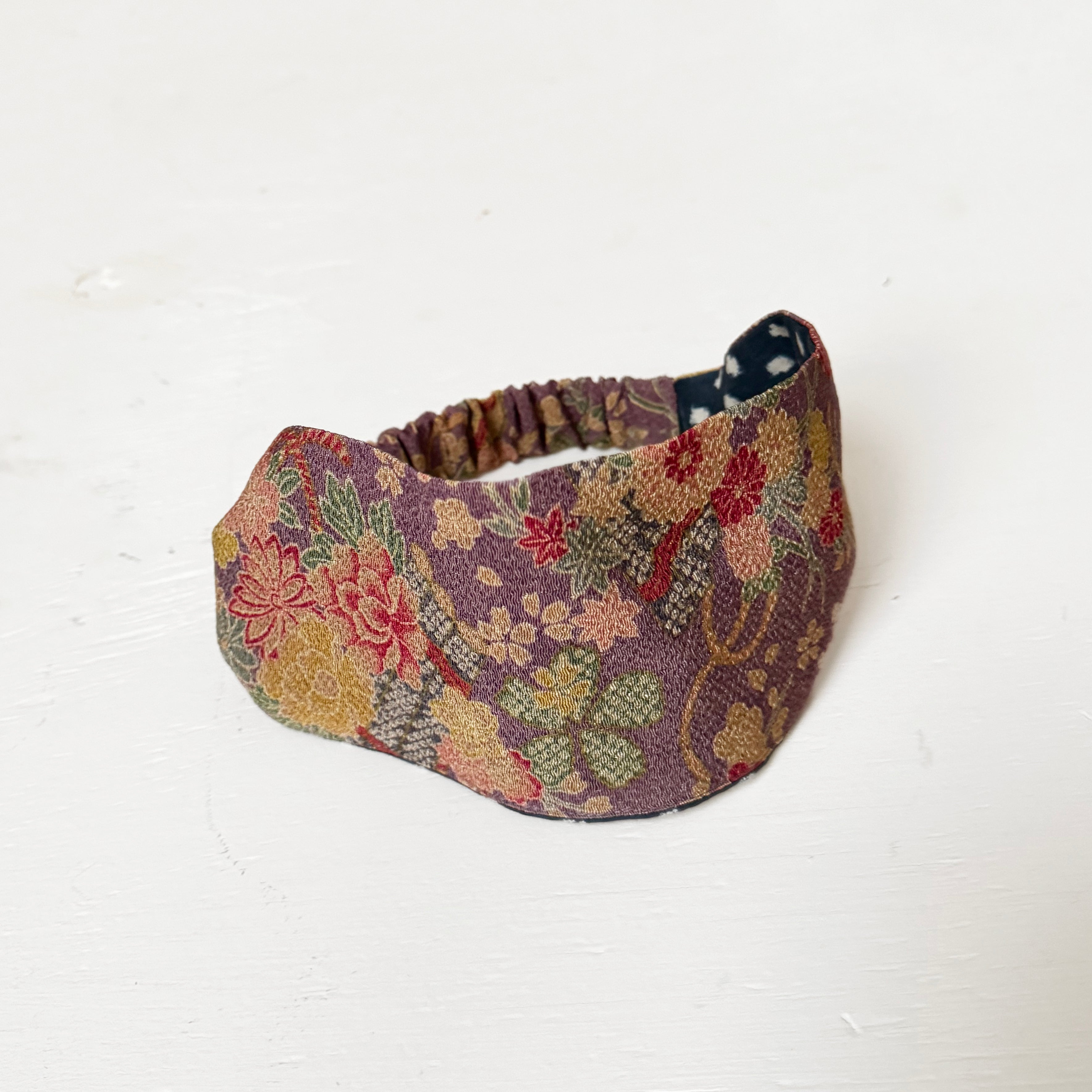 Reversible Japanese fabric headband: Dusty purple, Gold, Floral