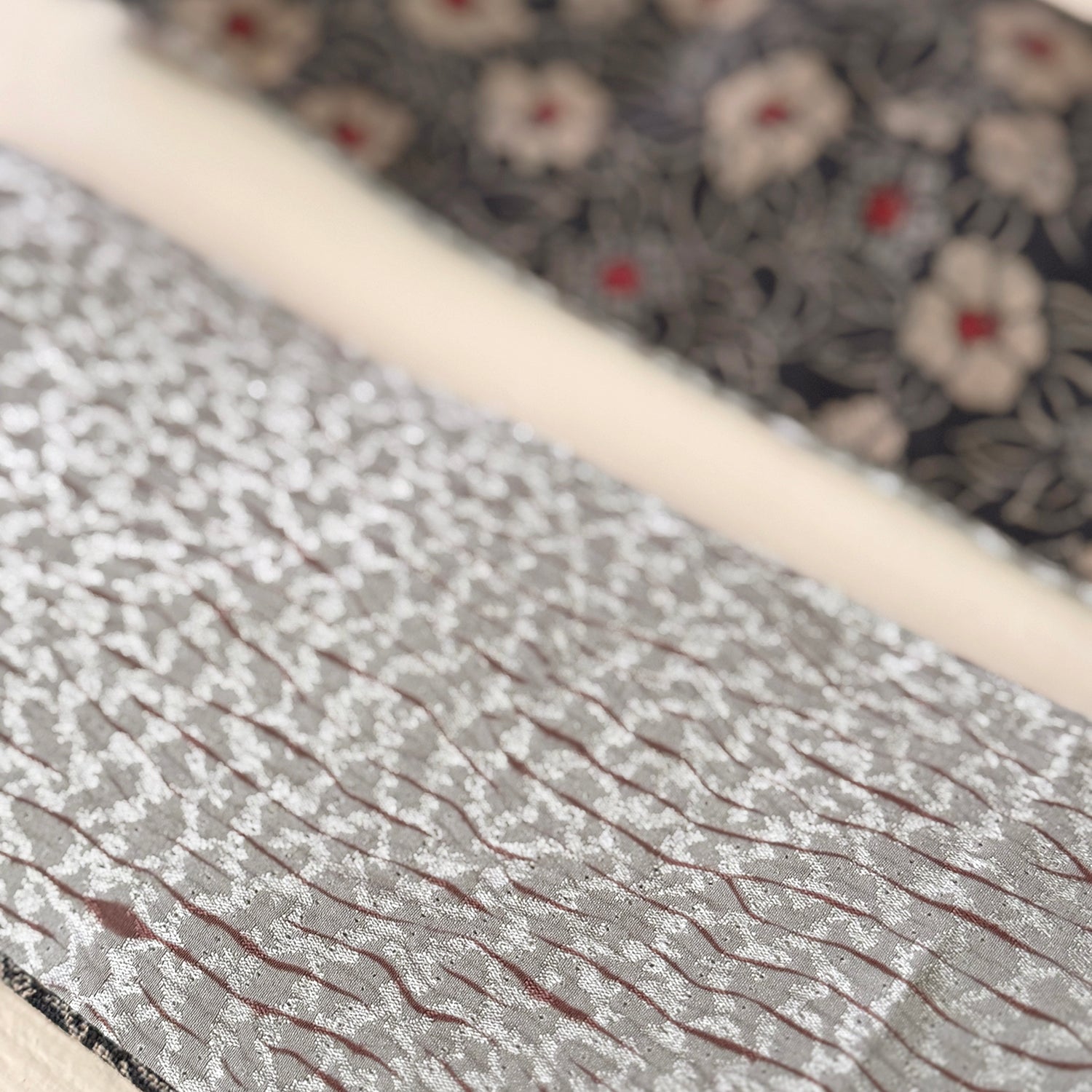 Reversible Headband: Japanese Cotton Navy floral, Silk Kimono Lining