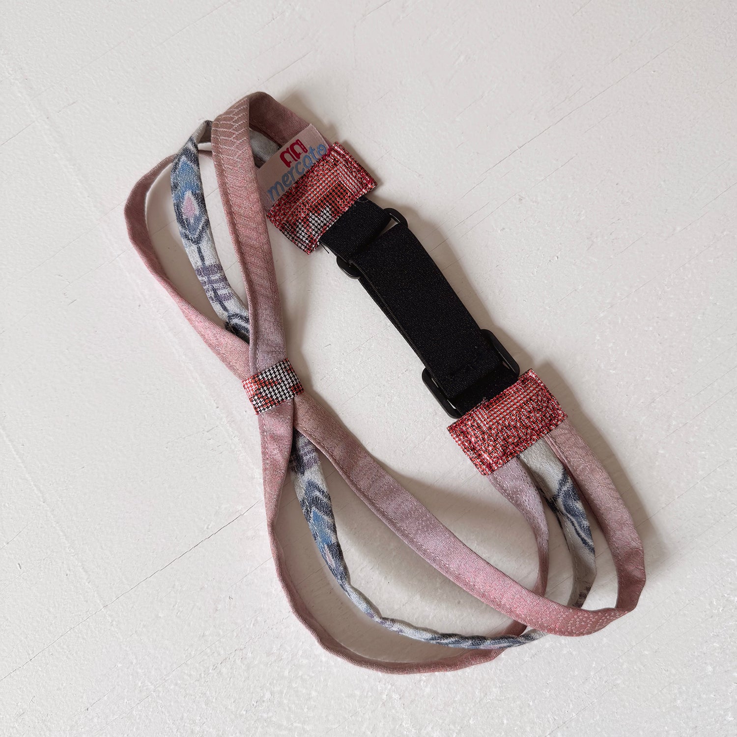 Japanese fabric triple headband, Adjustable vintage peach white floral
