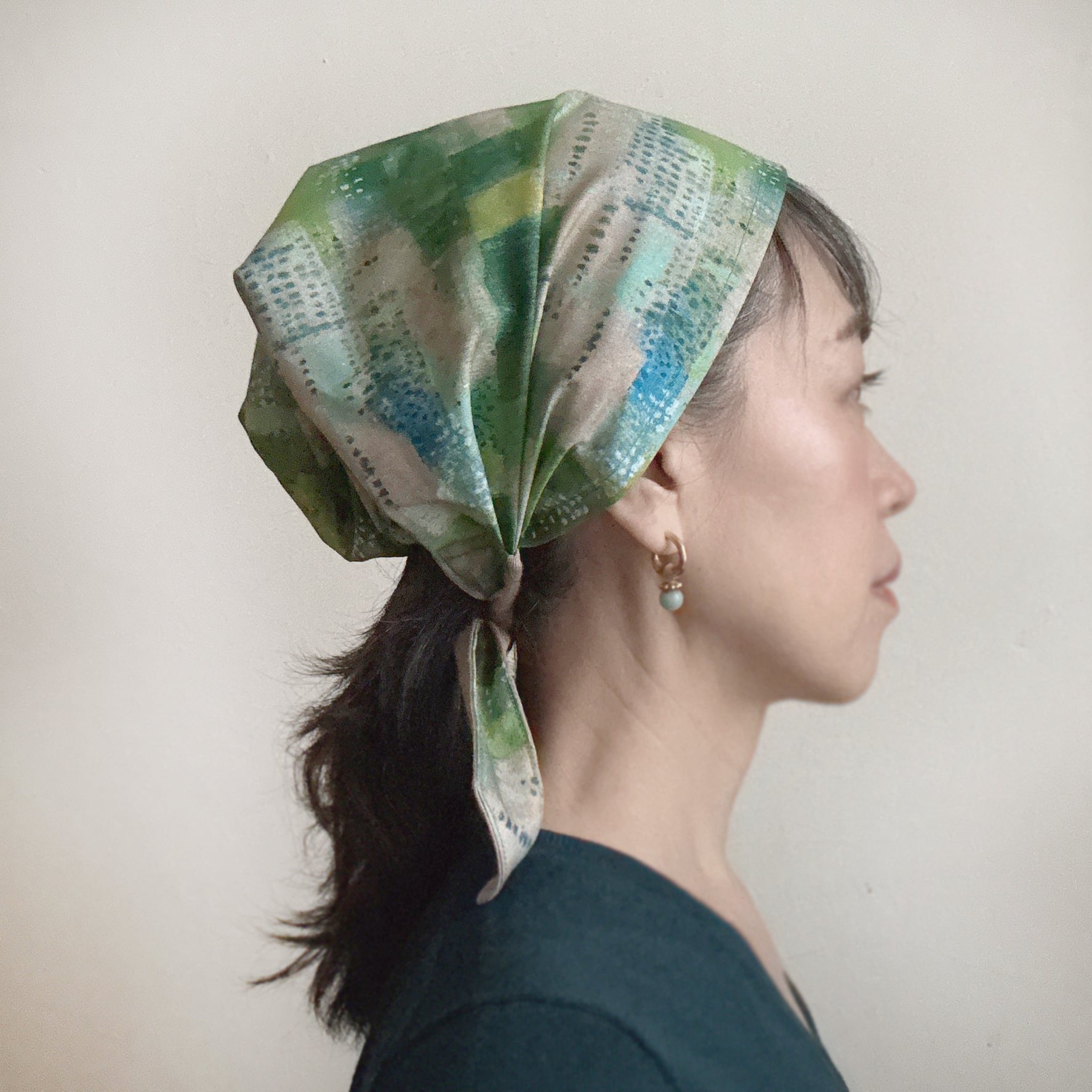 Head Covering Scarf Green - Handmade
