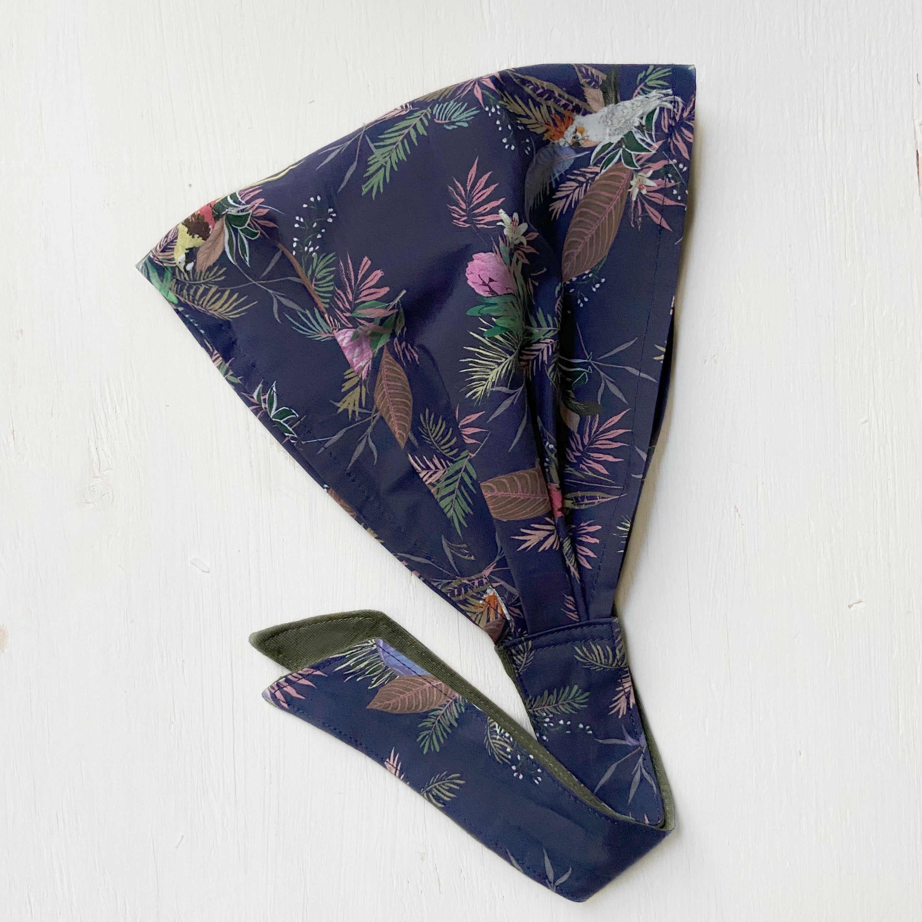 Head Scarf Birds Navy