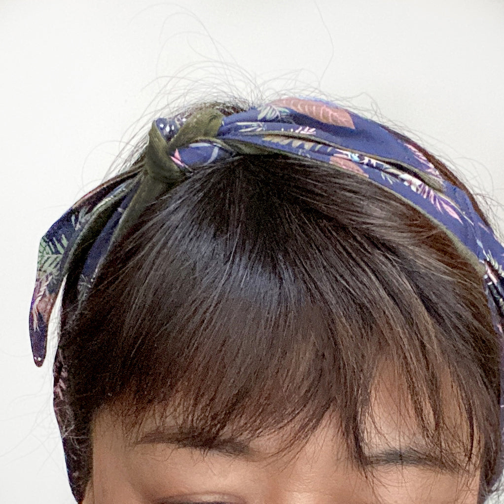 Head Scarf Birds Navy