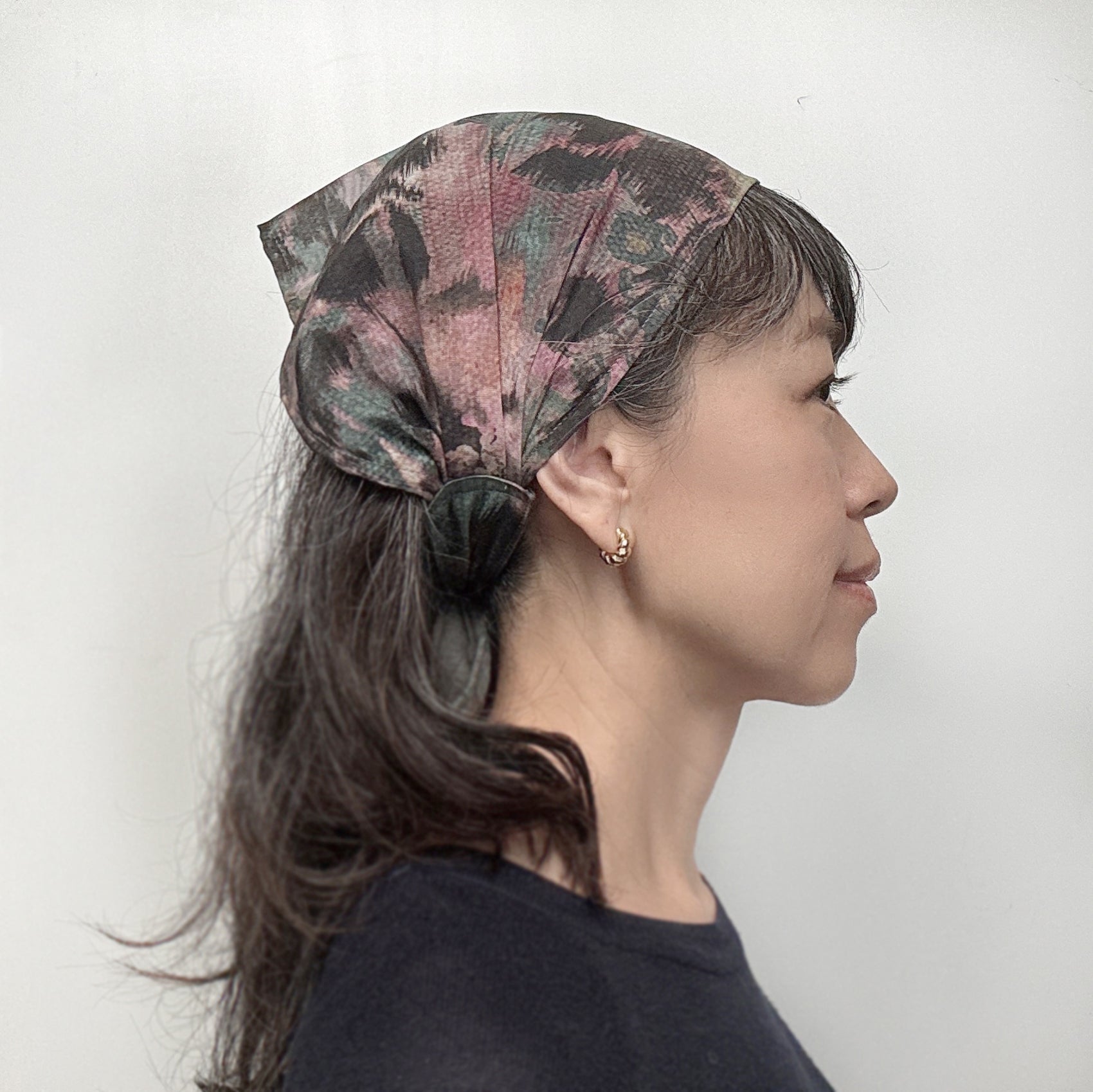 Head Scarf Rose, Forest green