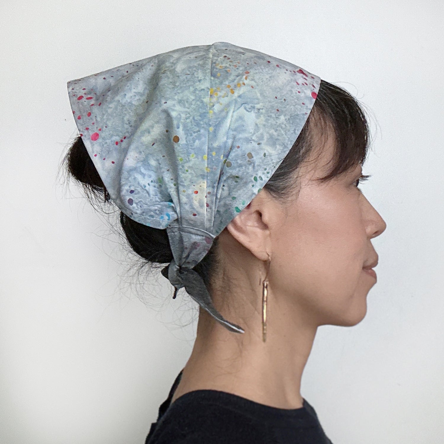 Head scarf Blue Gray coloful splash