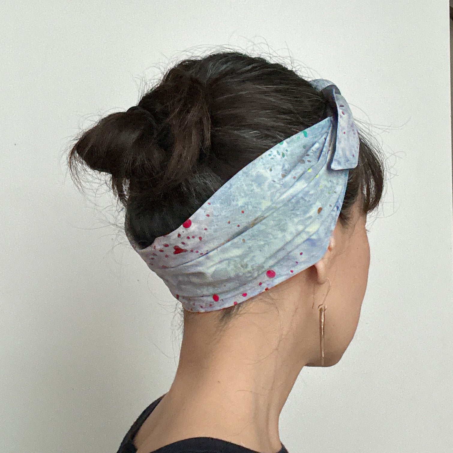 Head scarf Blue Gray coloful splash