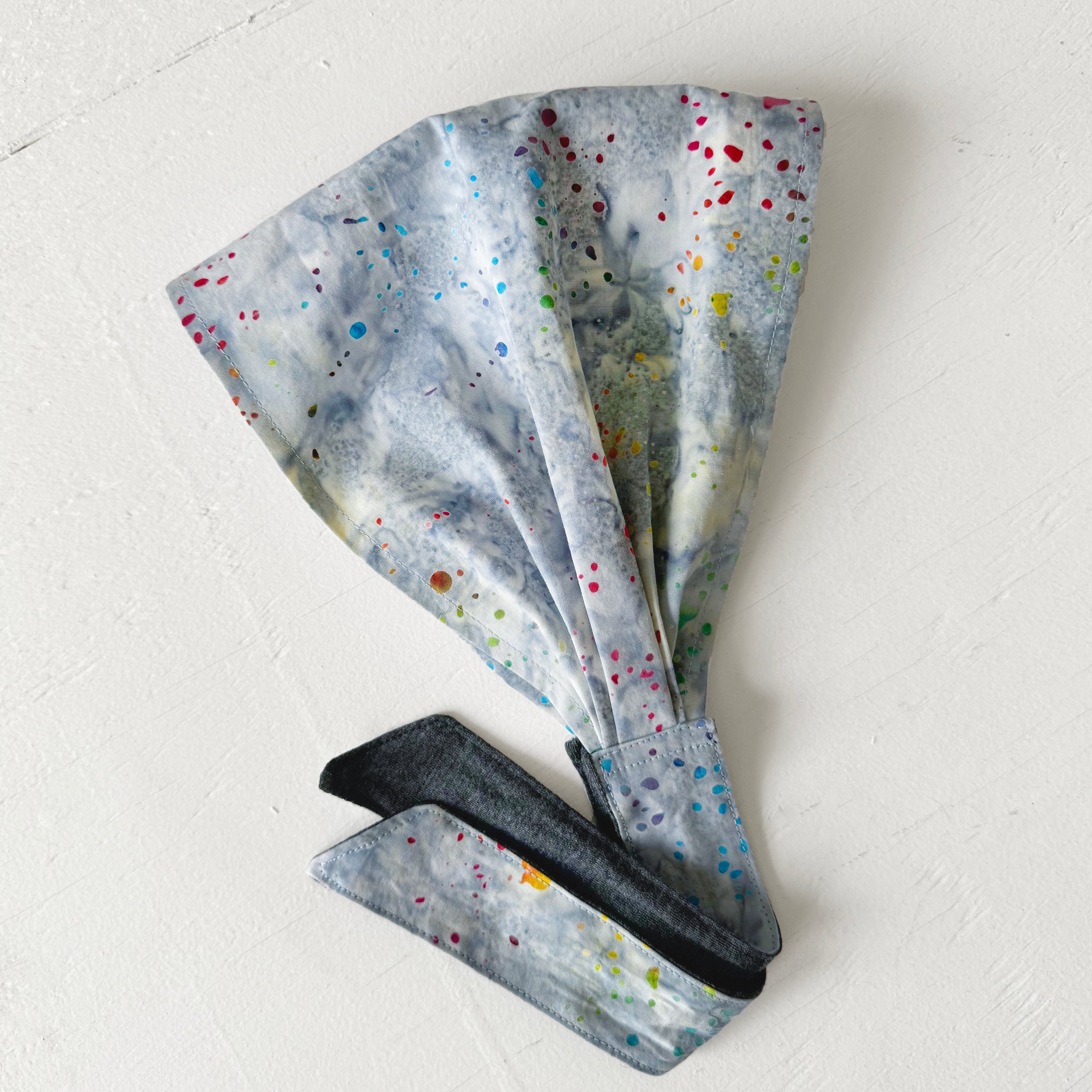 Head scarf Blue Gray coloful splash