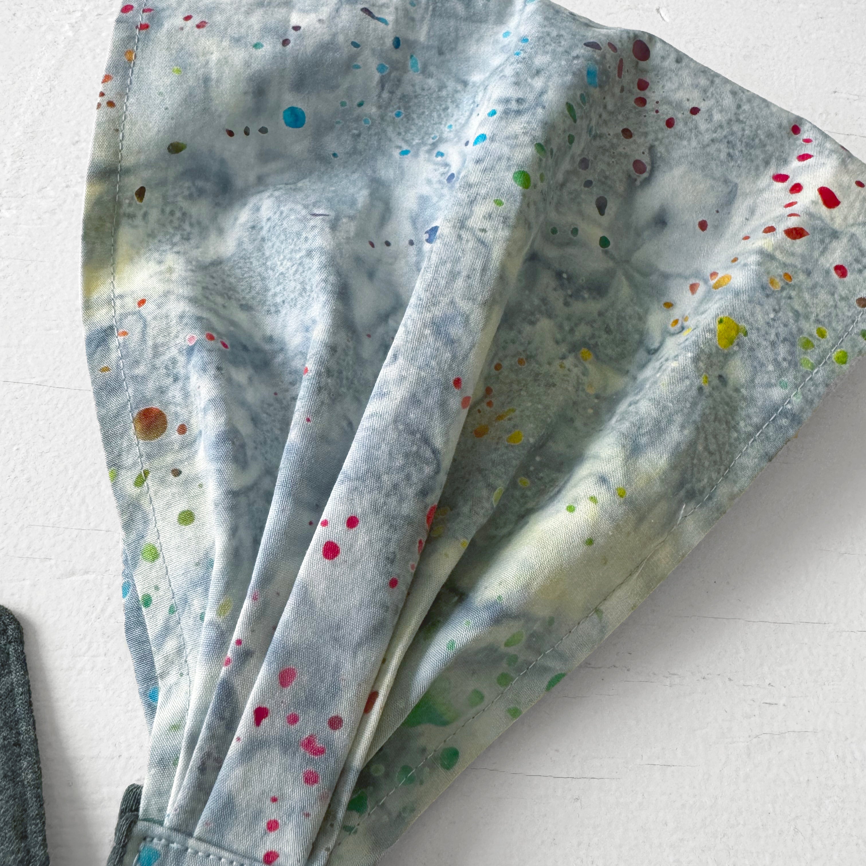 Head scarf Blue Gray coloful splash