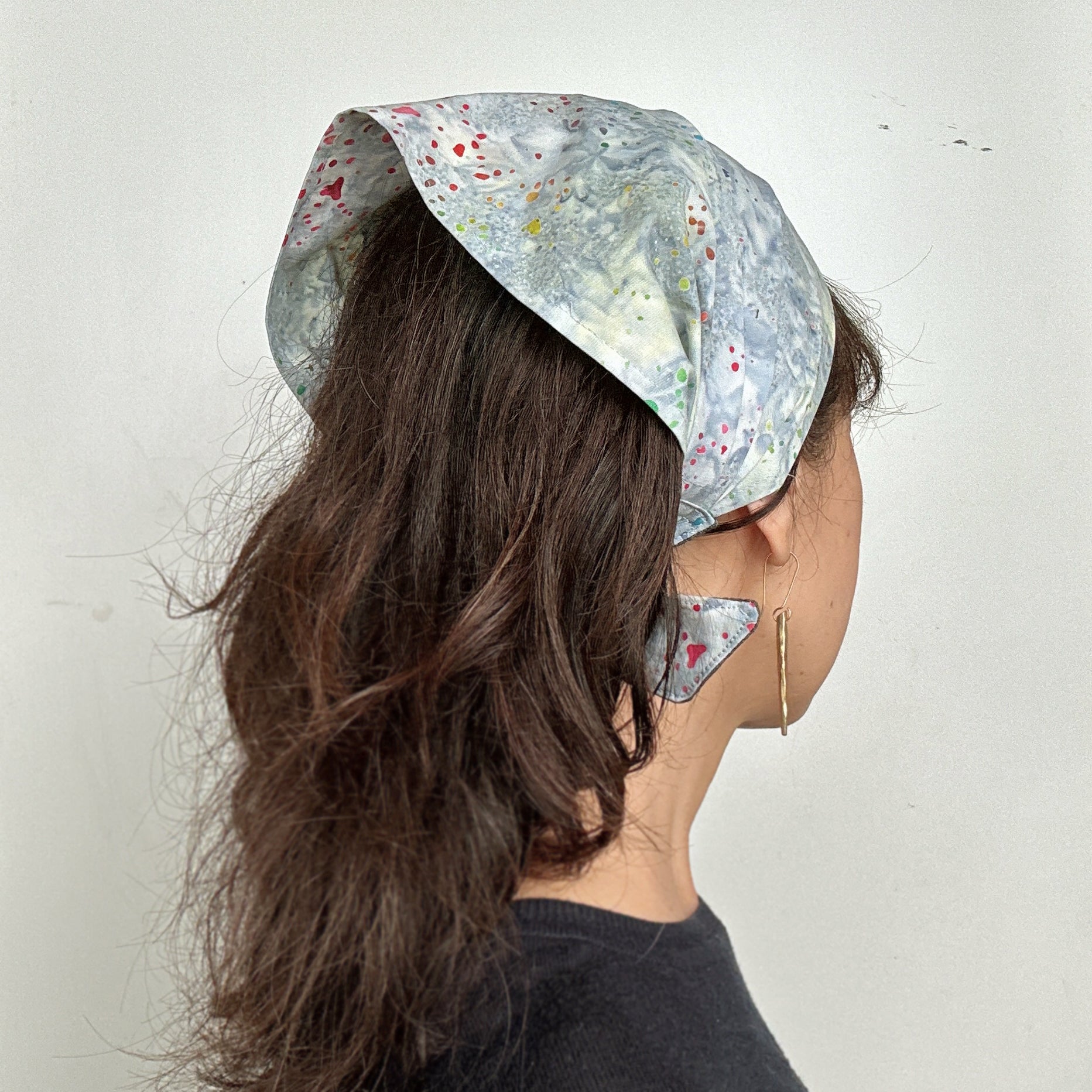 Head scarf Blue Gray coloful splash