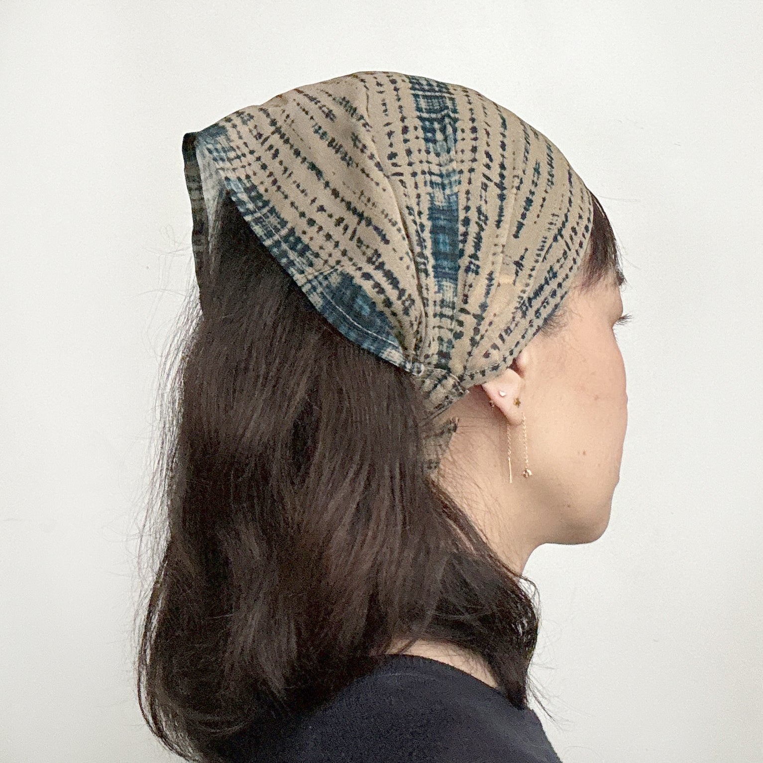 Head Scarf Blue Dye on sand Viscose Chiffon