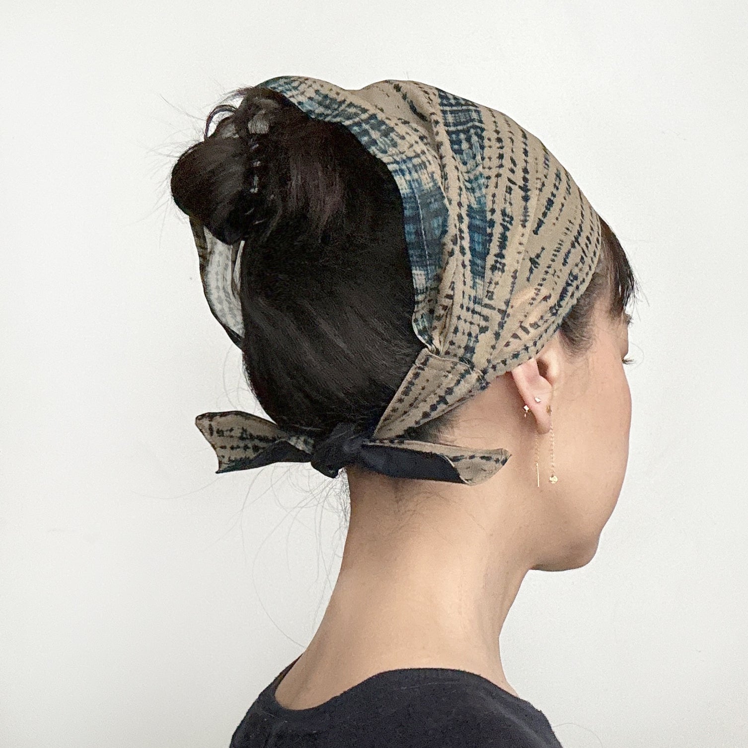 Head Scarf Blue Dye on sand Viscose Chiffon