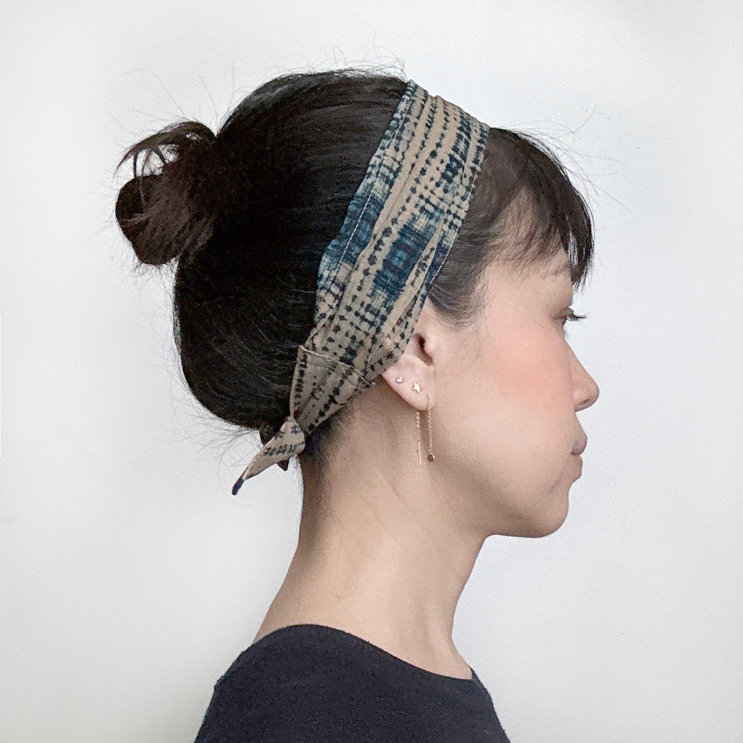 Head Scarf Blue Dye on sand Viscose Chiffon