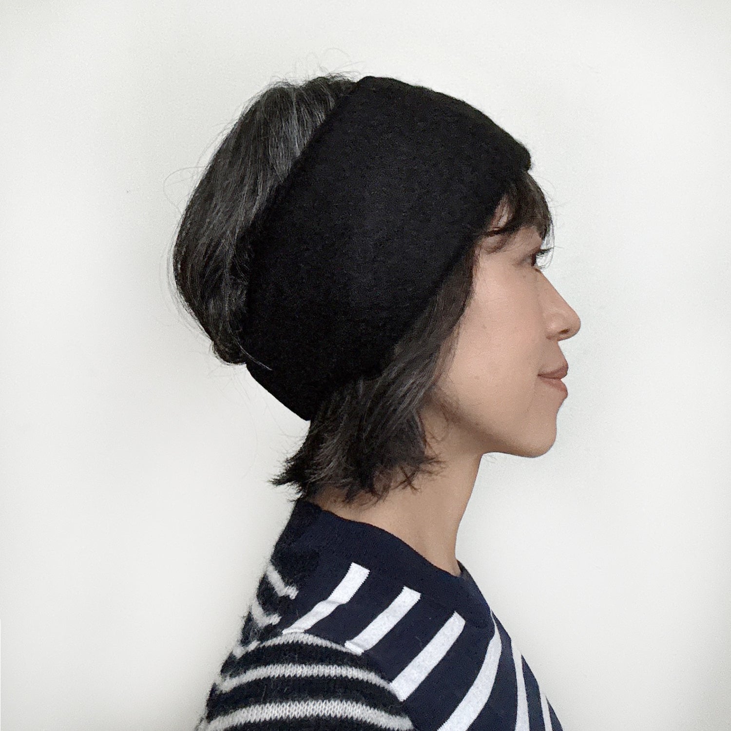 Wool Headband Ear warmer Black Wool Mohair