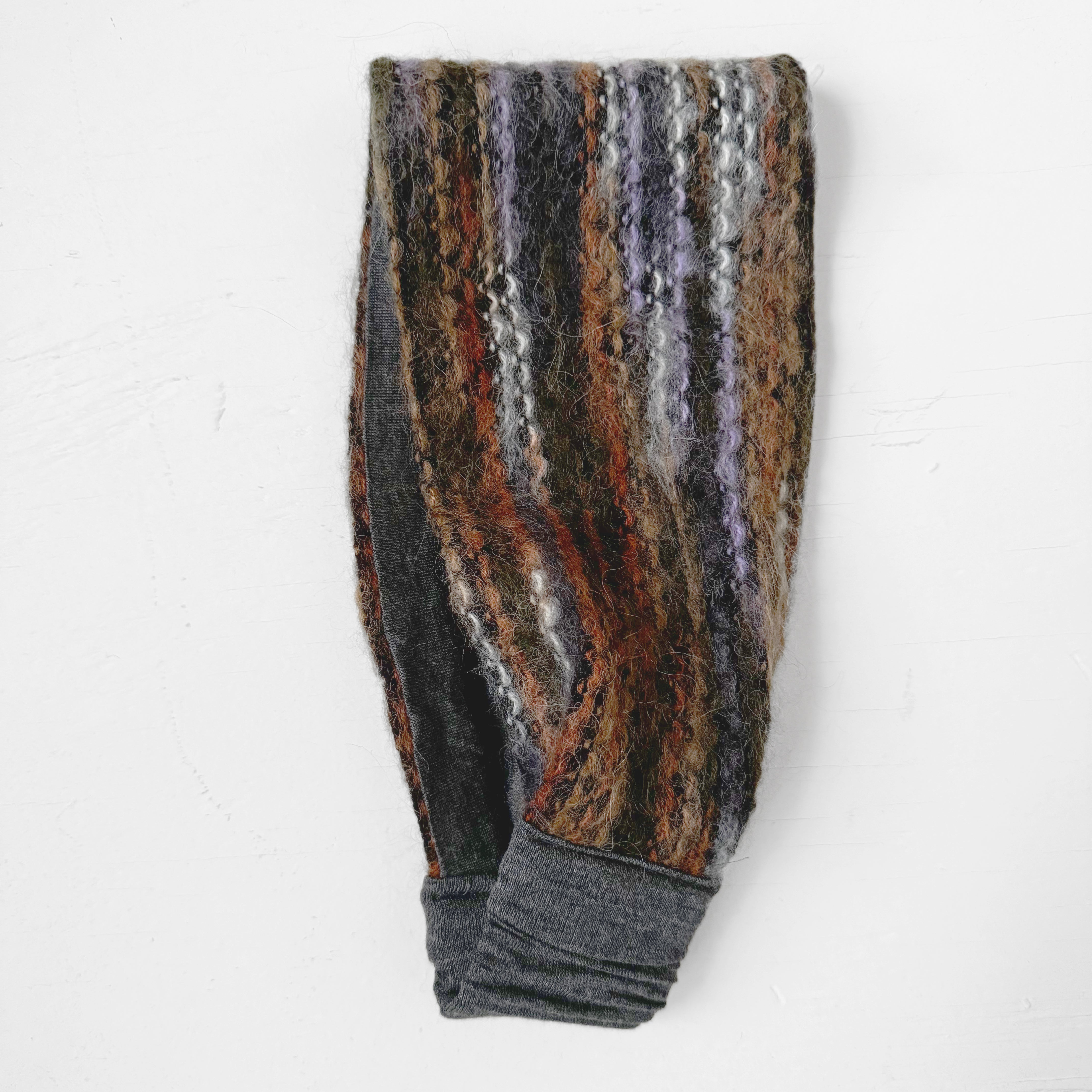 Wool Headband Ear warmer strips Brown White gray