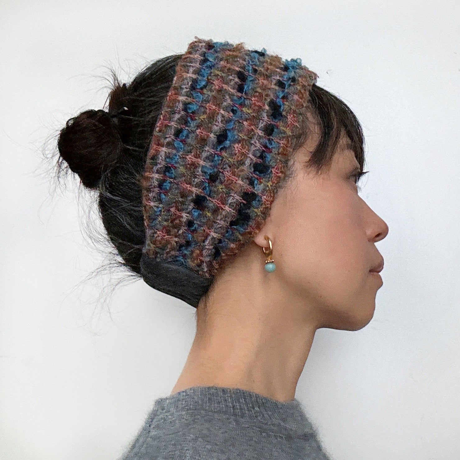 Winter Wide Headband Ear warmer Gray, Navy, sequins
