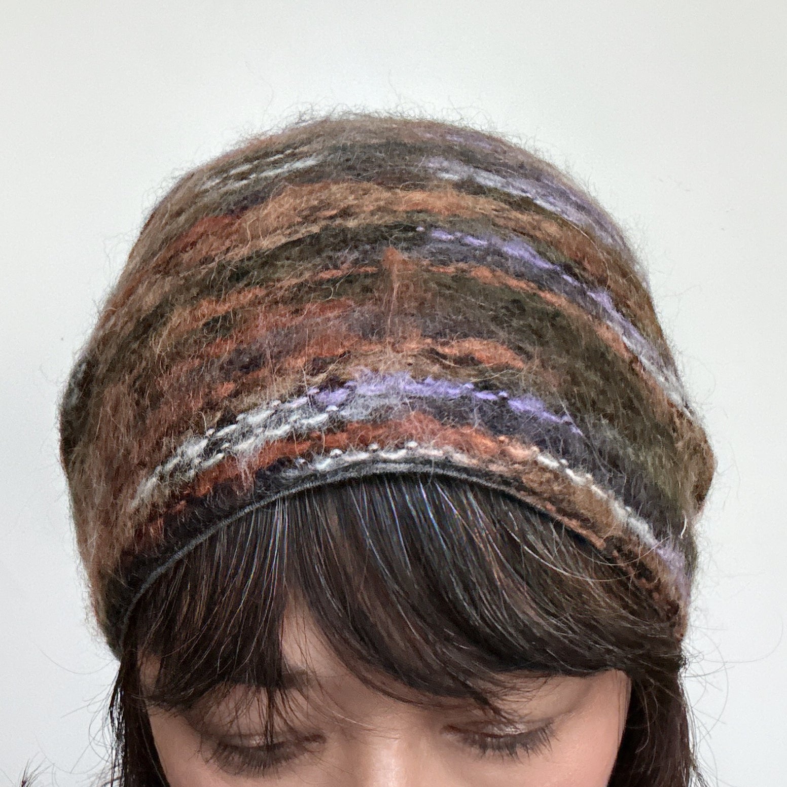 Wool Hat Tie Brown, Purple, white