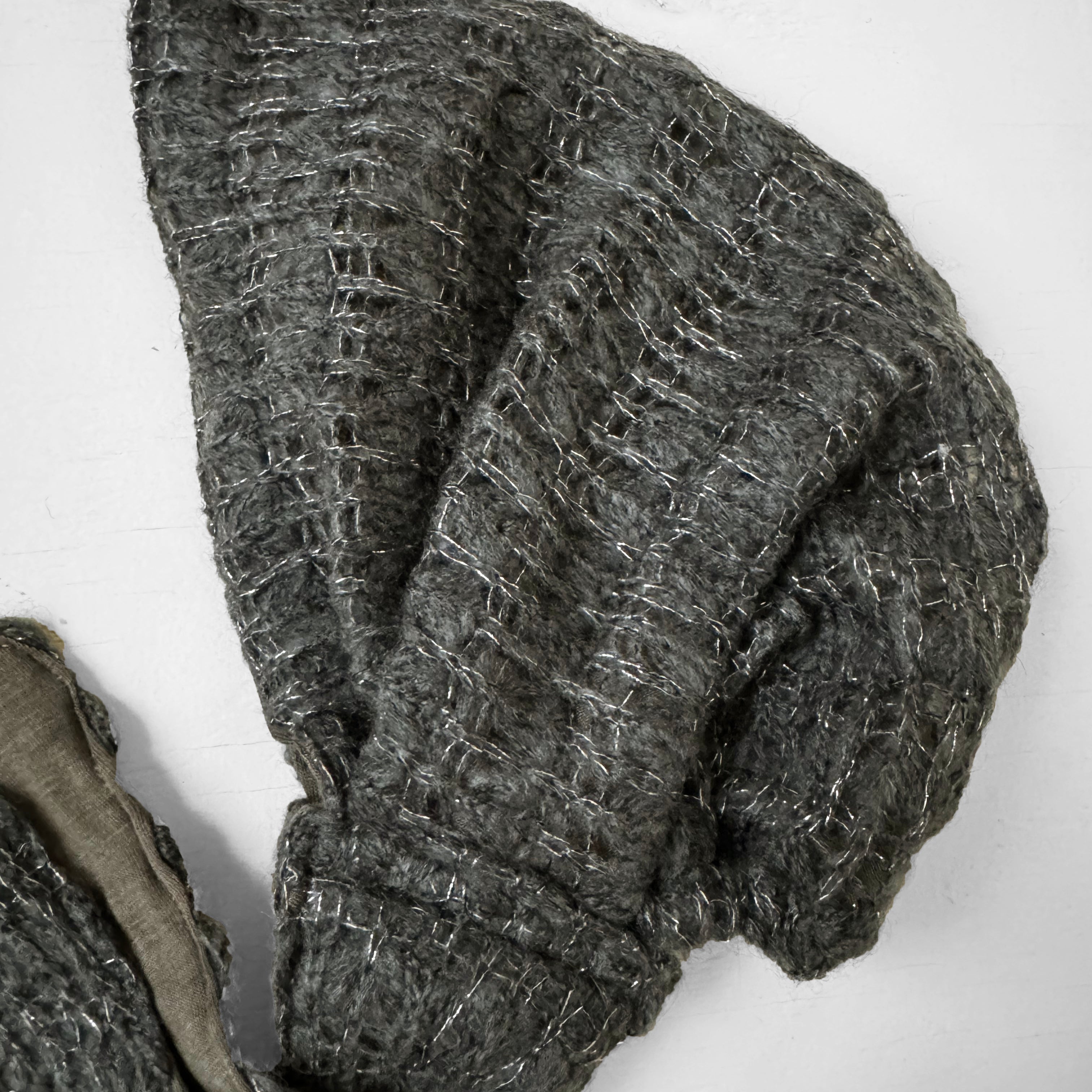 Wool Hat Tie Gray with Silver Metallic