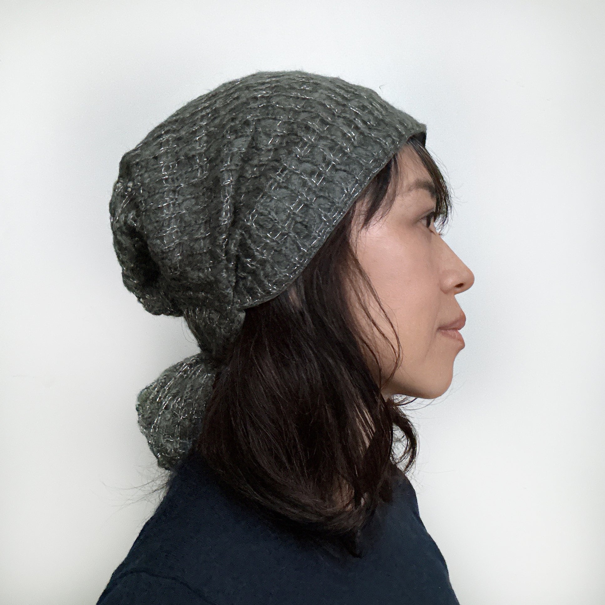 Wool Hat Tie Gray with Silver Metallic