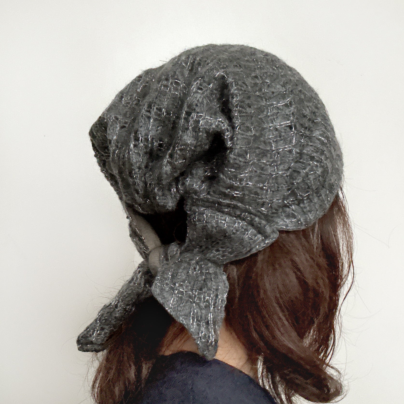 Wool Hat Tie Gray with Silver Metallic