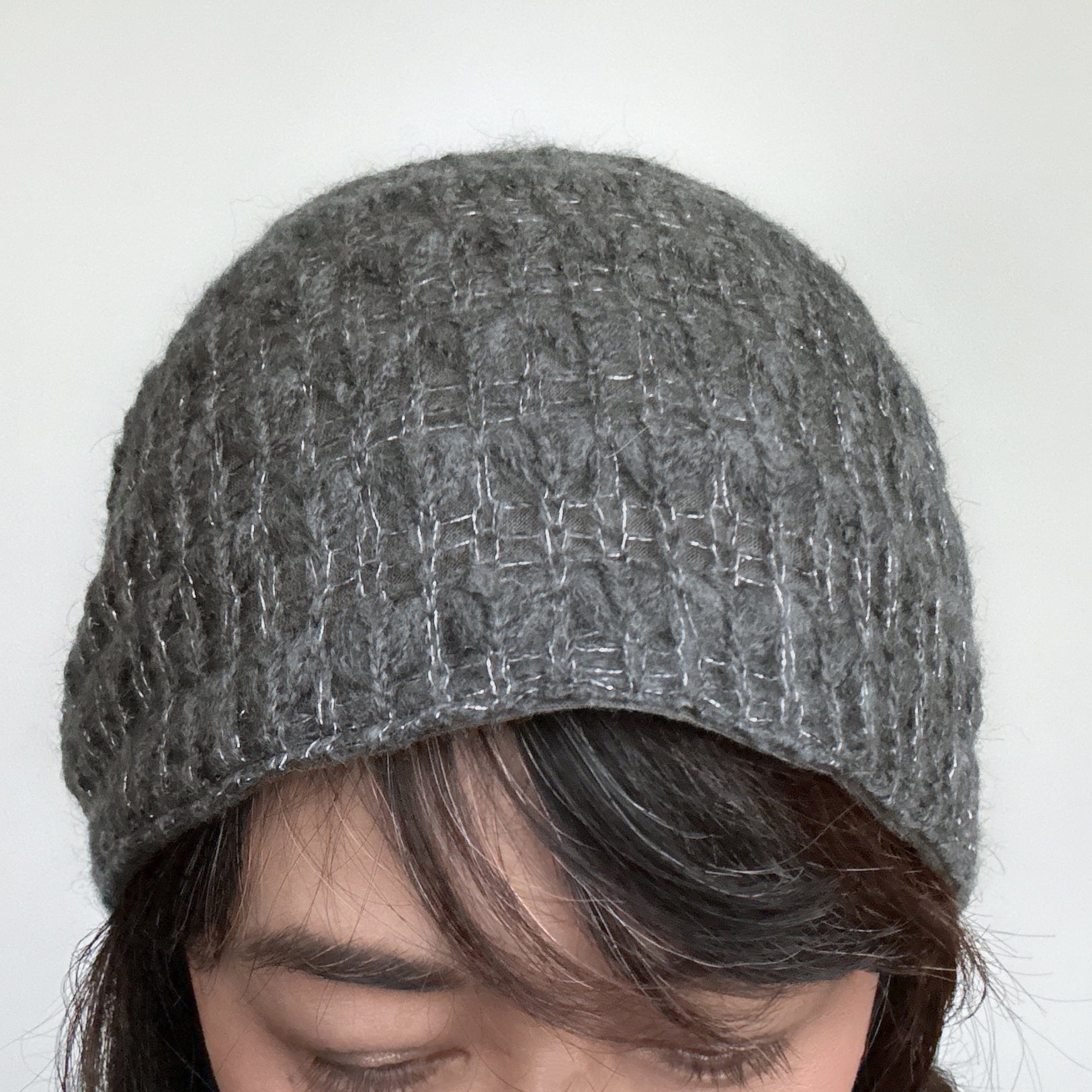 Wool Hat Tie Gray with Silver Metallic