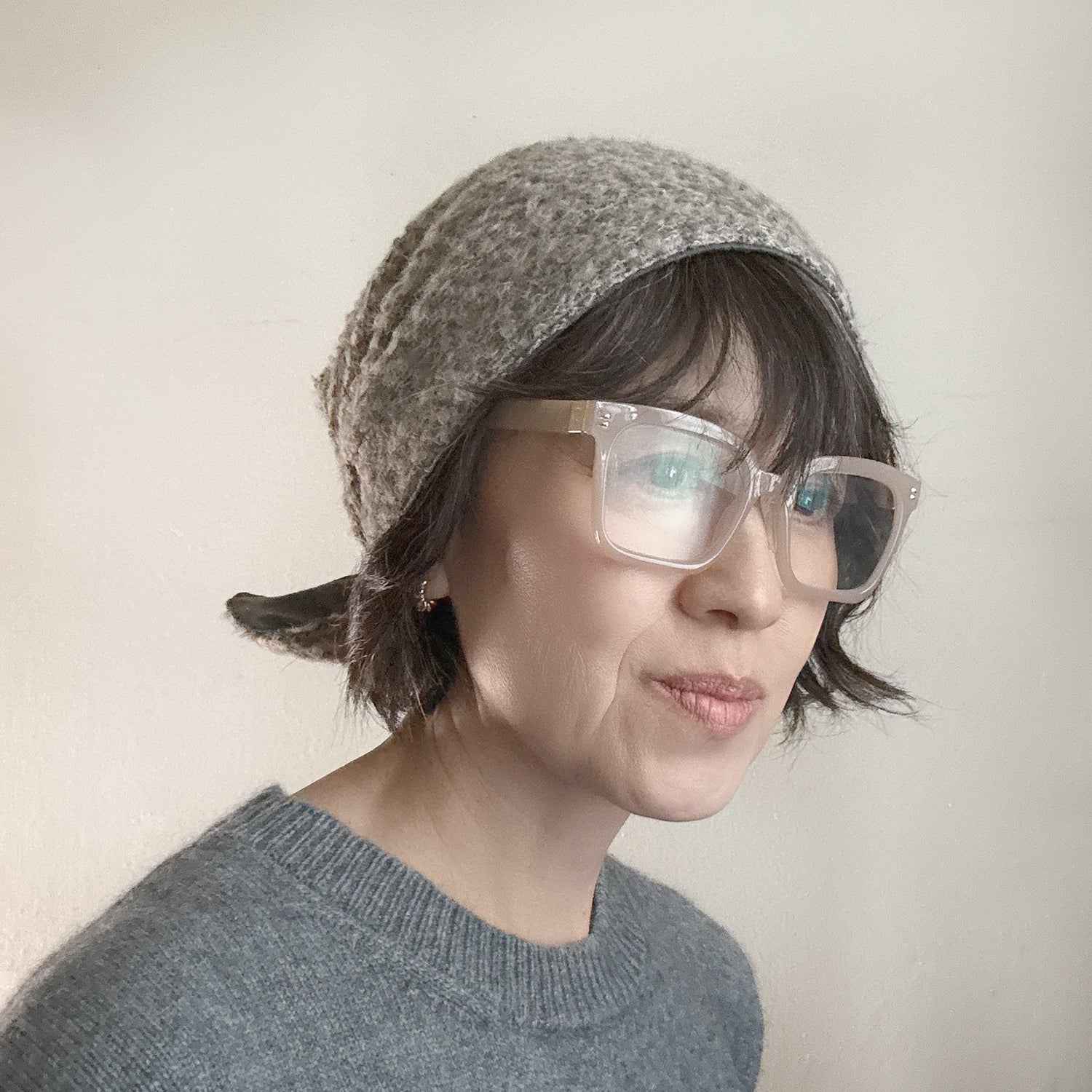 Wool Hat Tie two tone gray