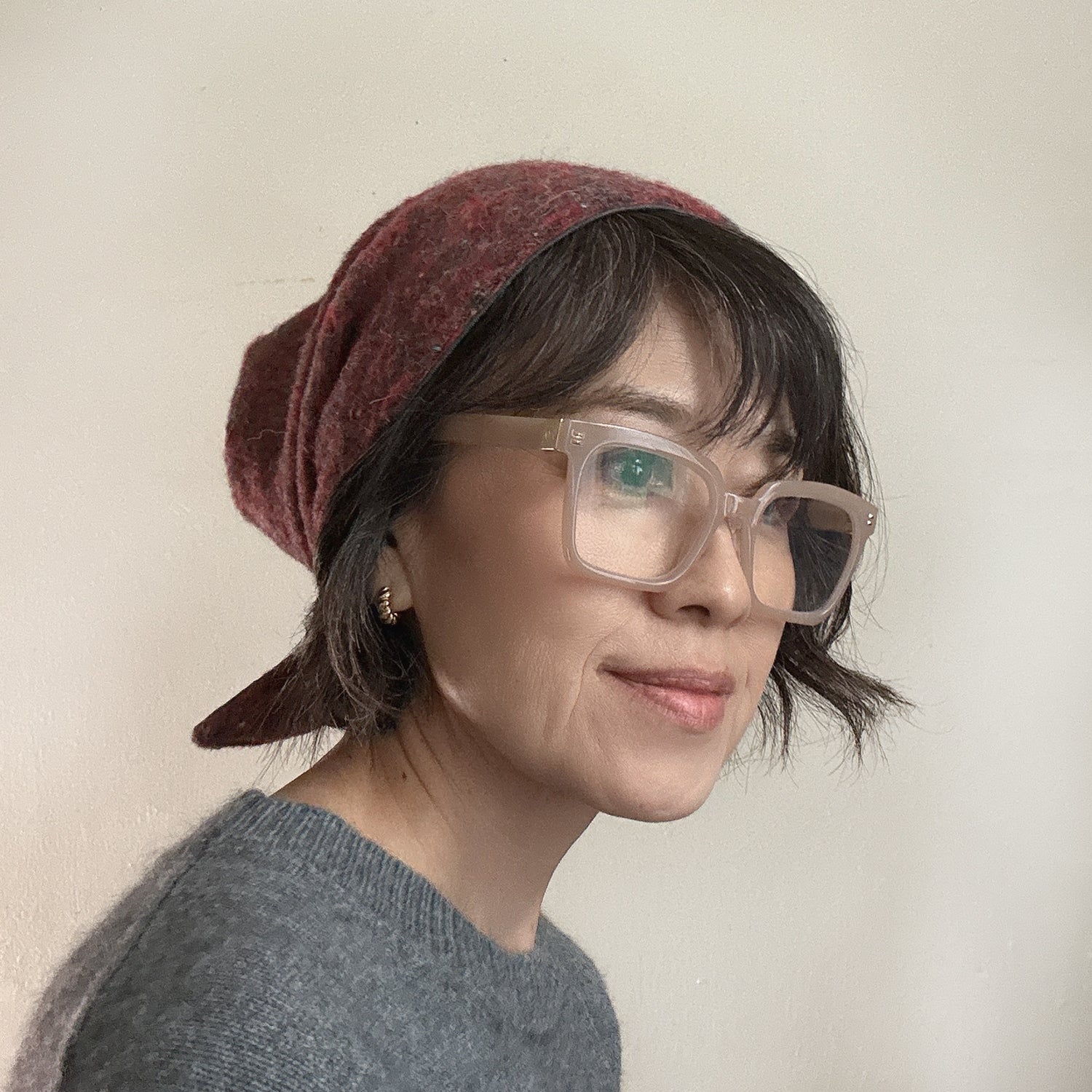 Wool Hat Tie Orange red multicolor dots