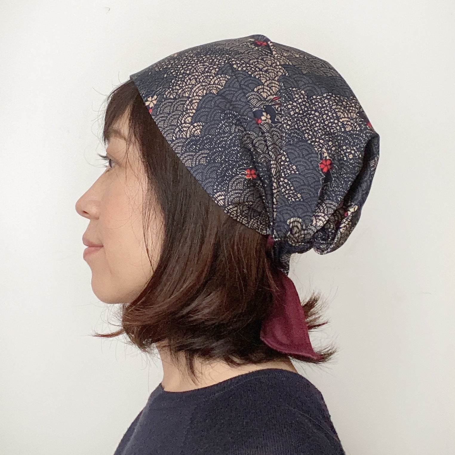 Head covering scarf, Japanese Rabbits Waves