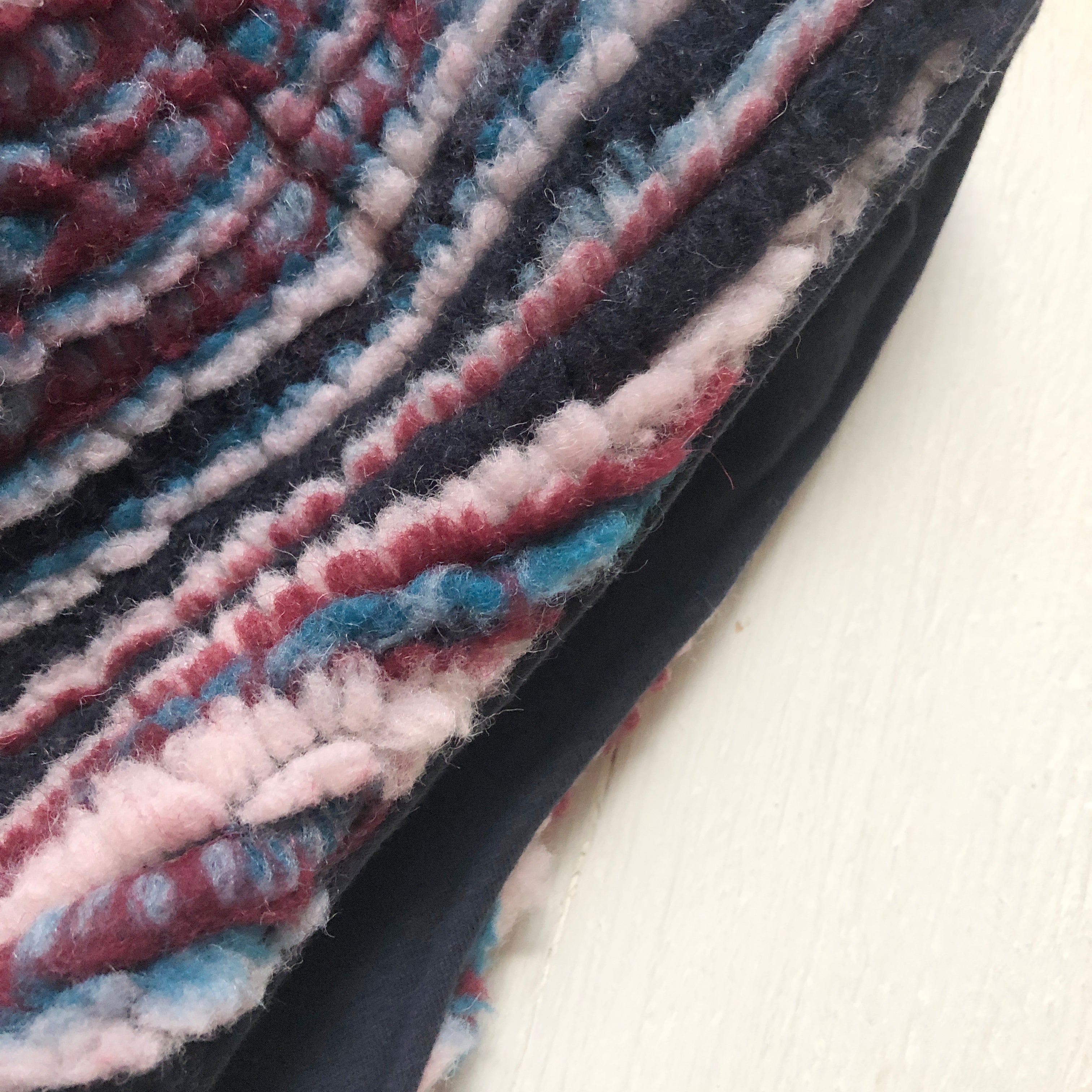 Wool hat Emma Pink Navy stripes Puffy hat