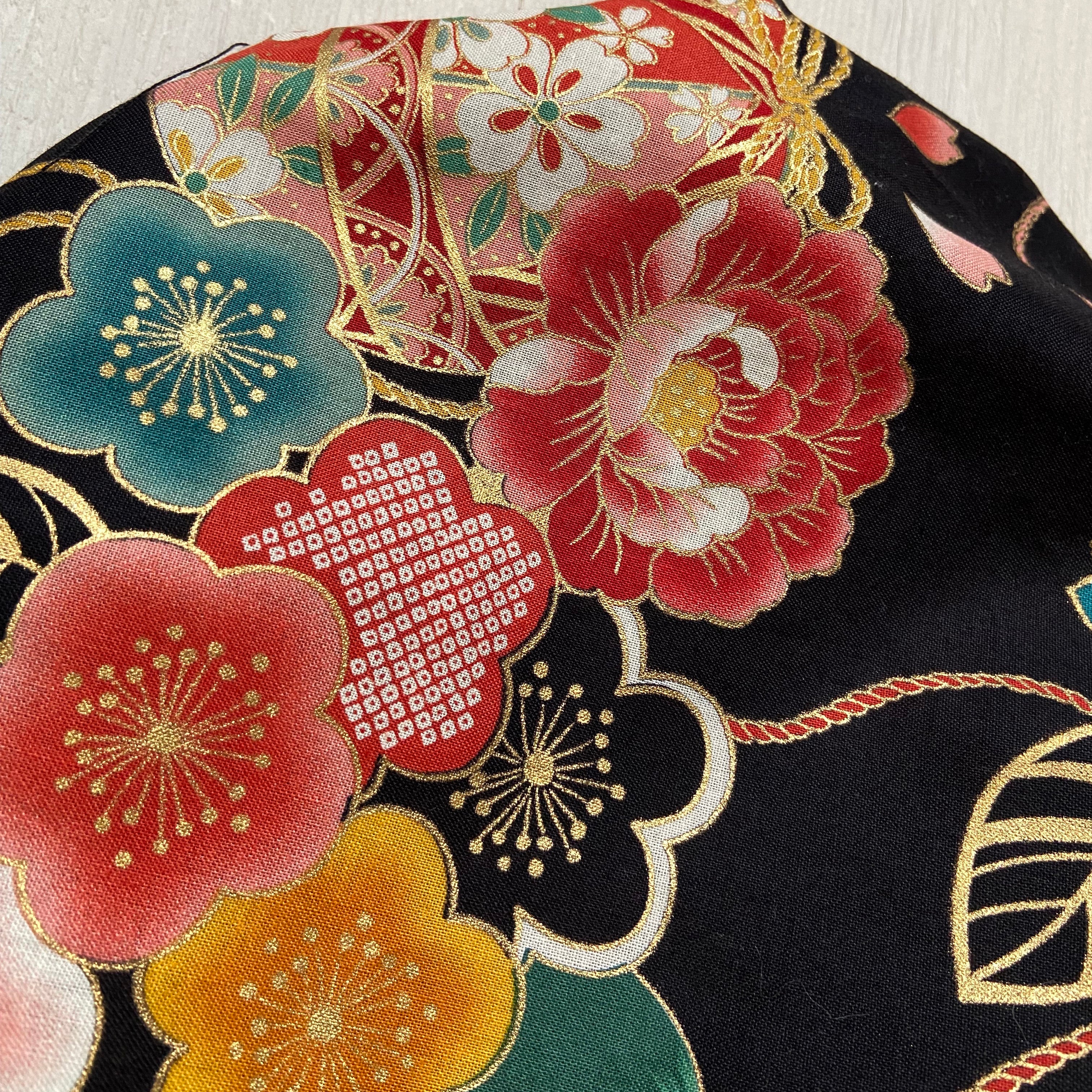 Head Covering Scarf, Japanese Black Flower