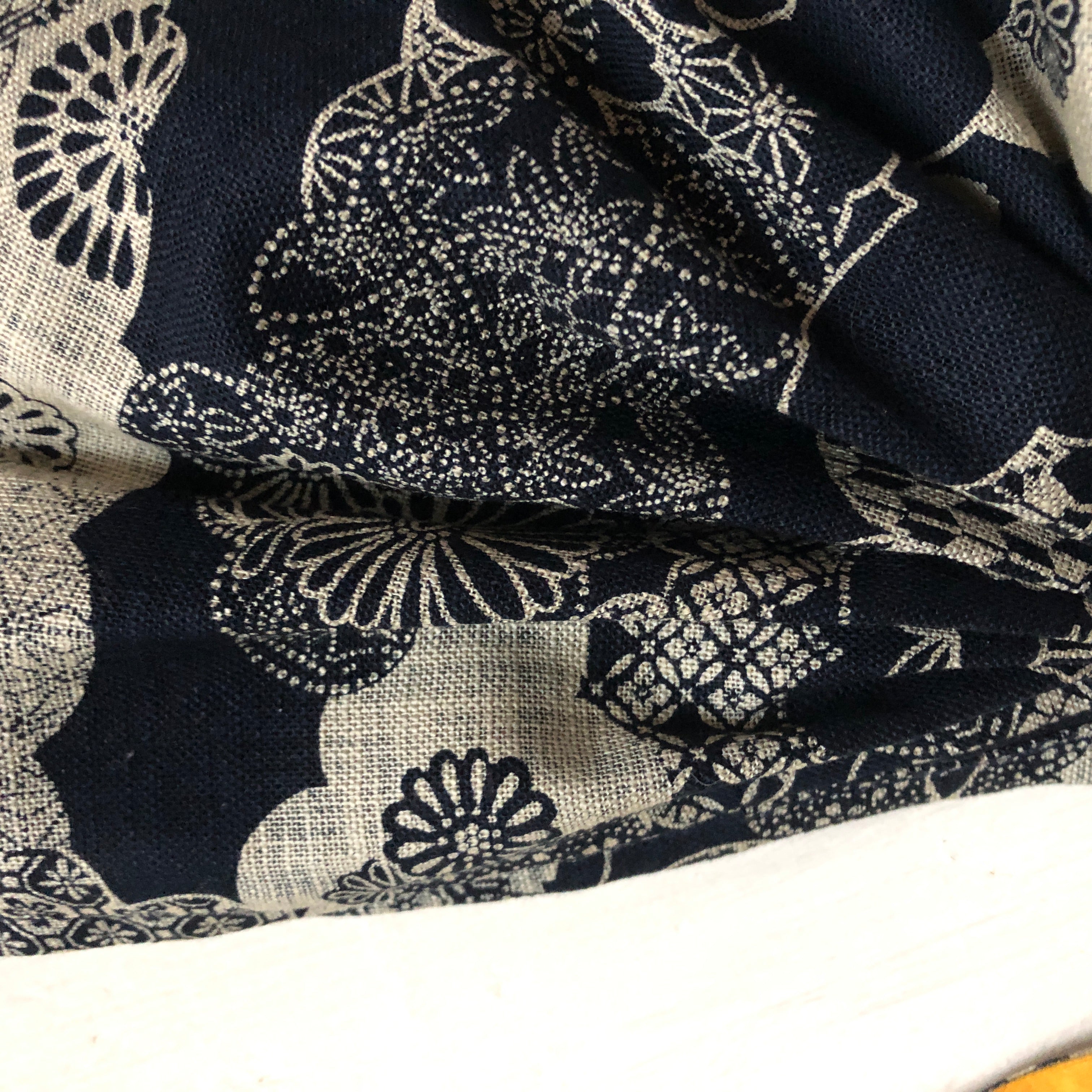 Head Covering Scarf Japanese Flower - Black Wood Prints Graphic - Cotton