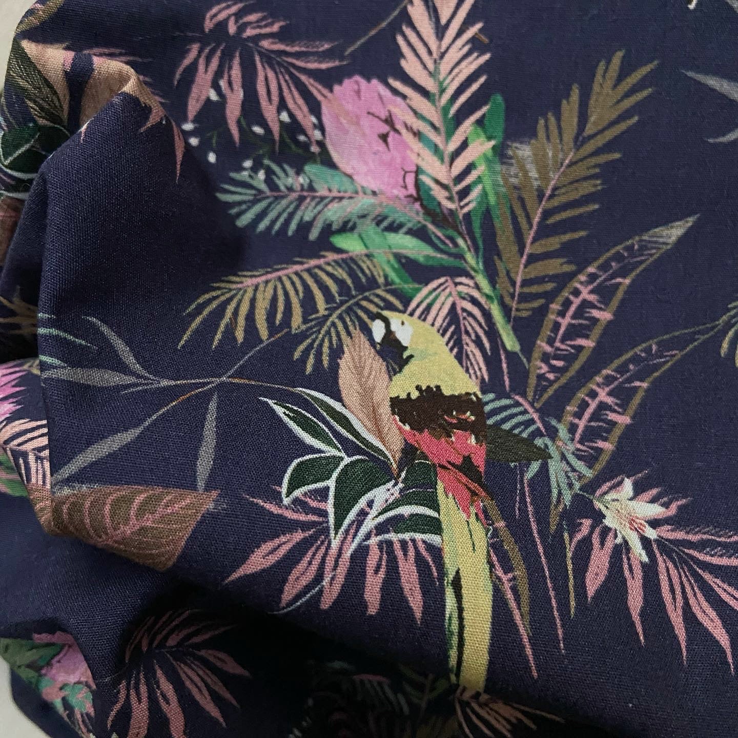 Head Covering Scarf Navy Birds - Cotton +