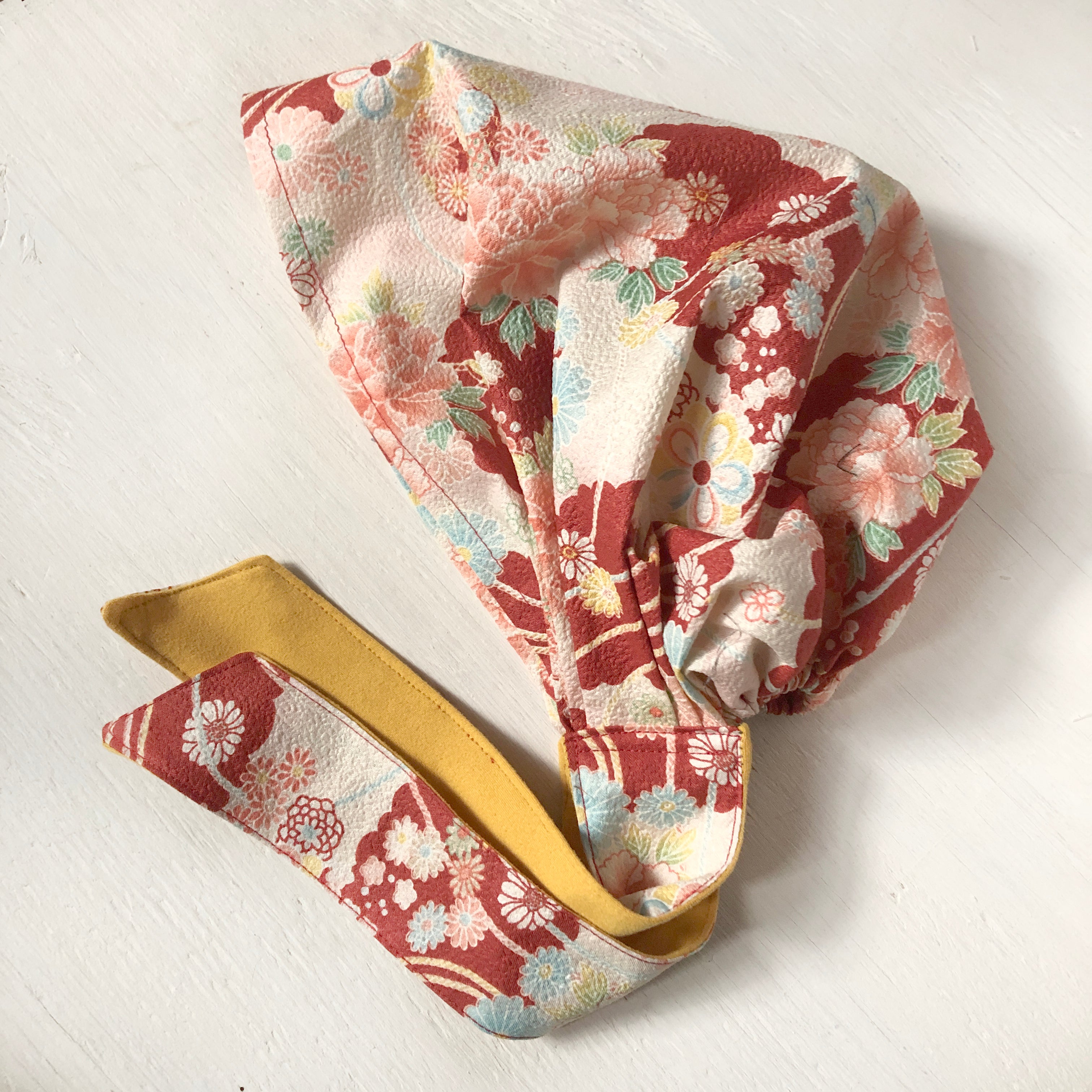 Head Covering Scarf - Japanese Fabric Floral Red - Limited