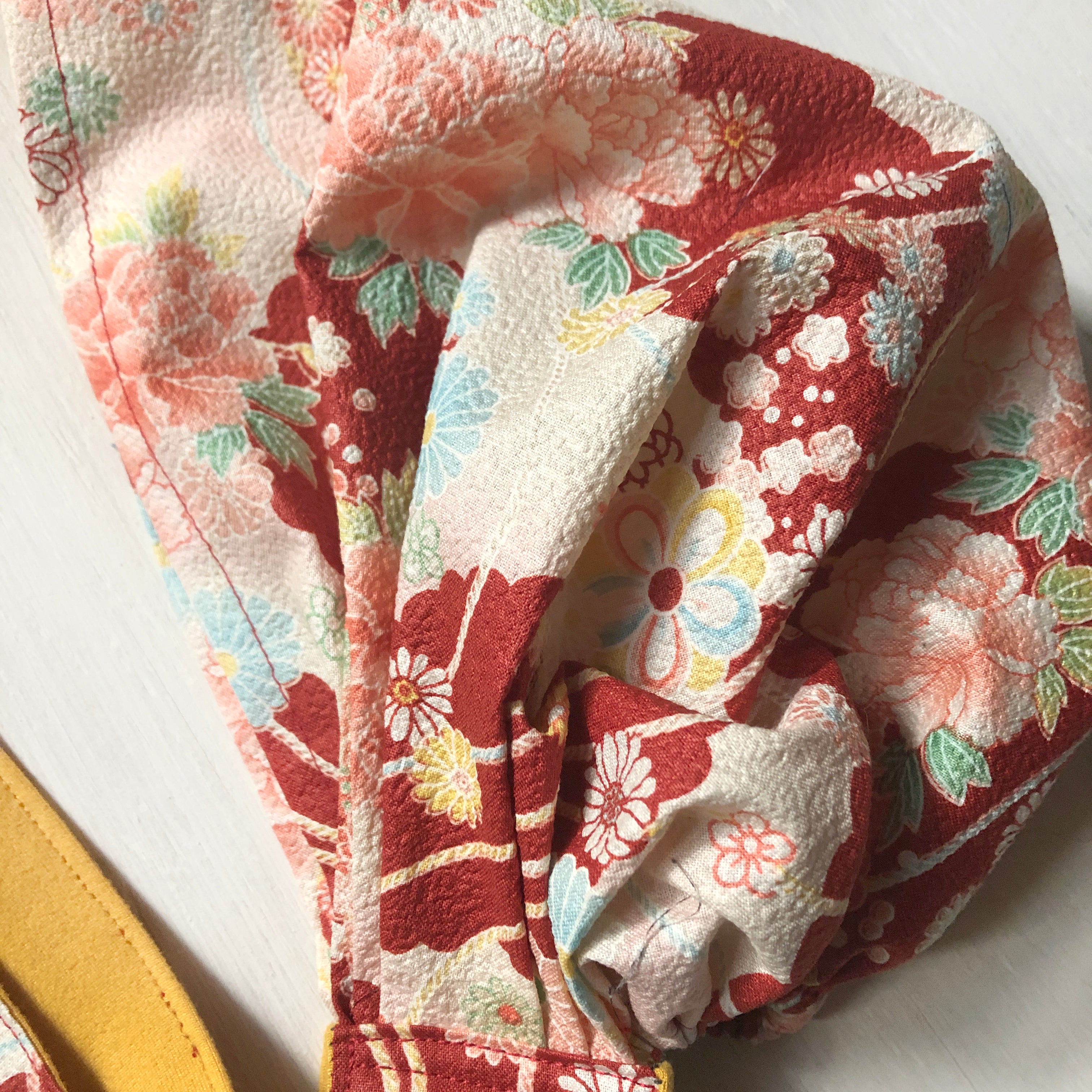 Head Covering Scarf - Japanese Fabric Floral Red - Limited