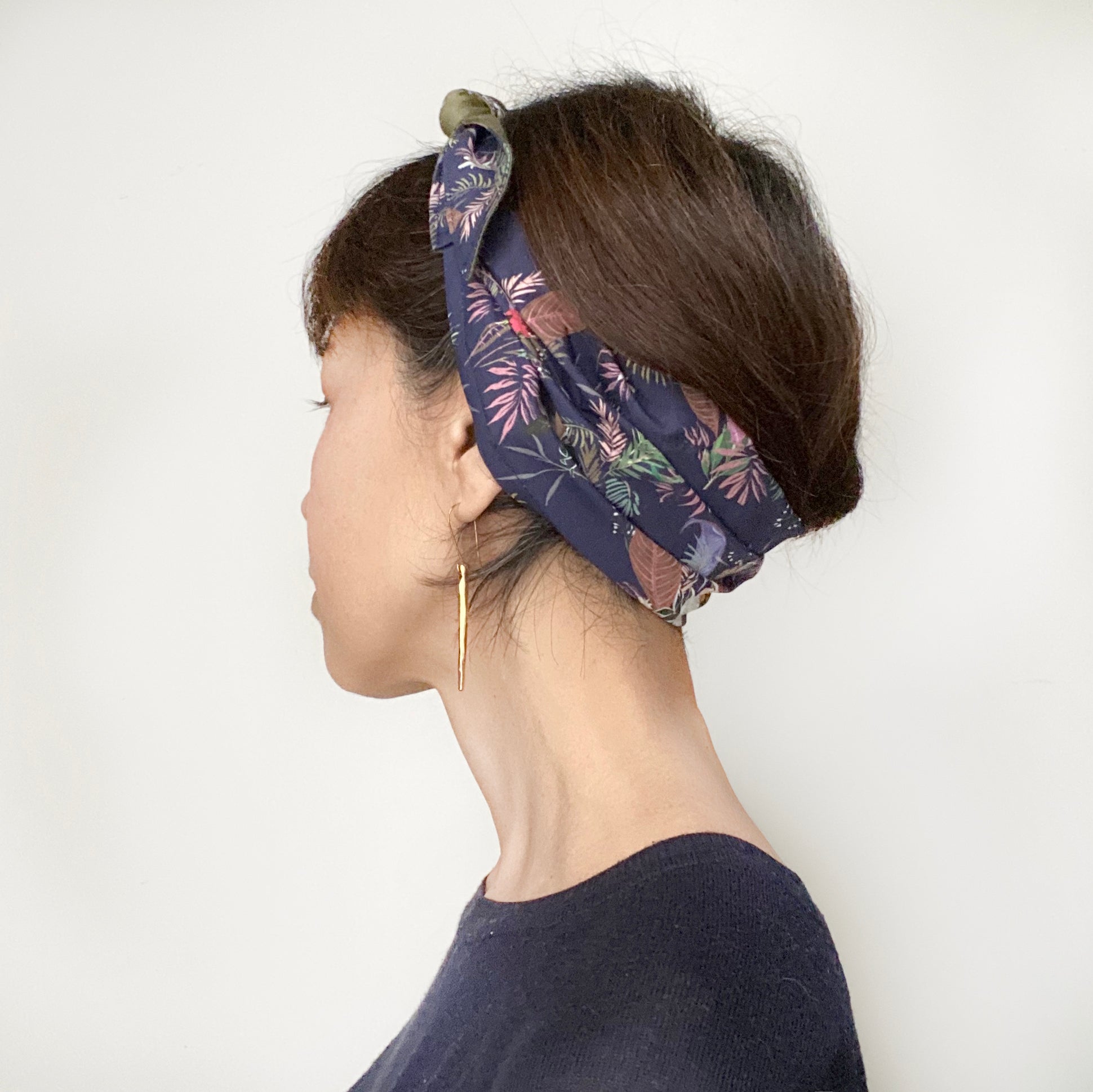 Head Scarf Birds Navy