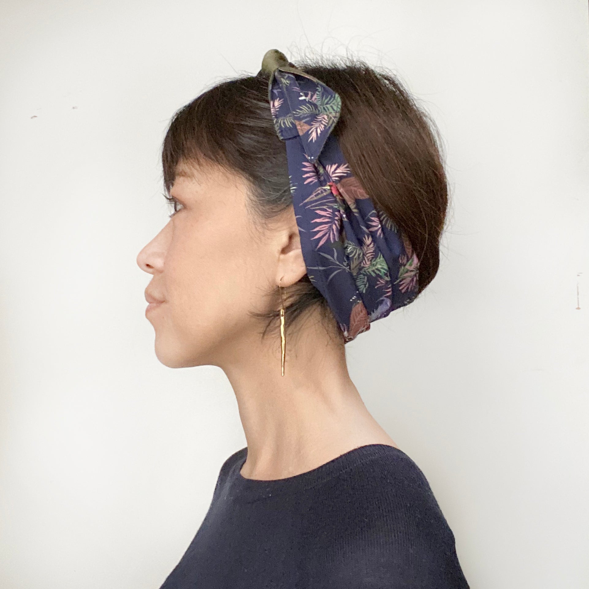 Head Scarf Birds Navy