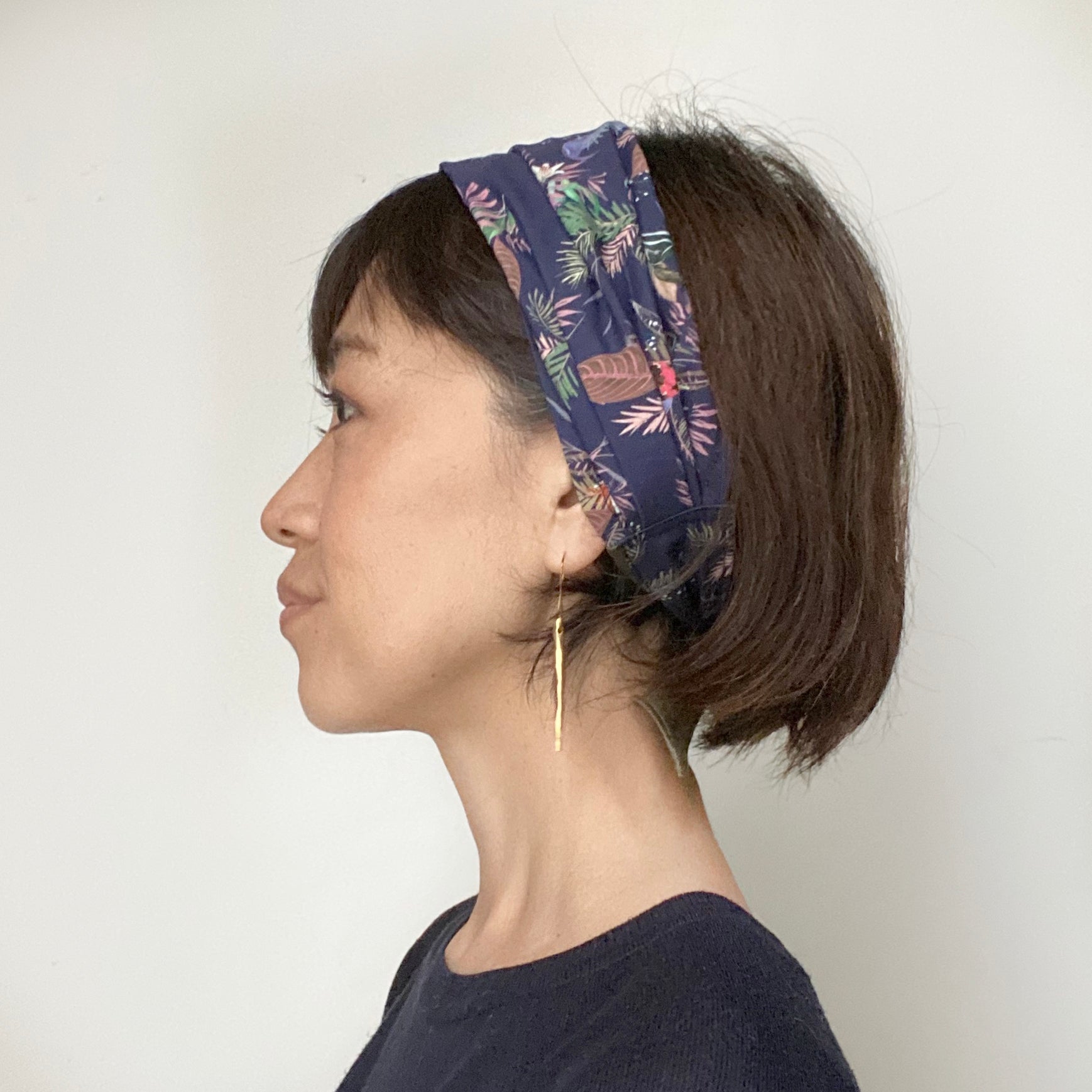 Head Scarf Birds Navy