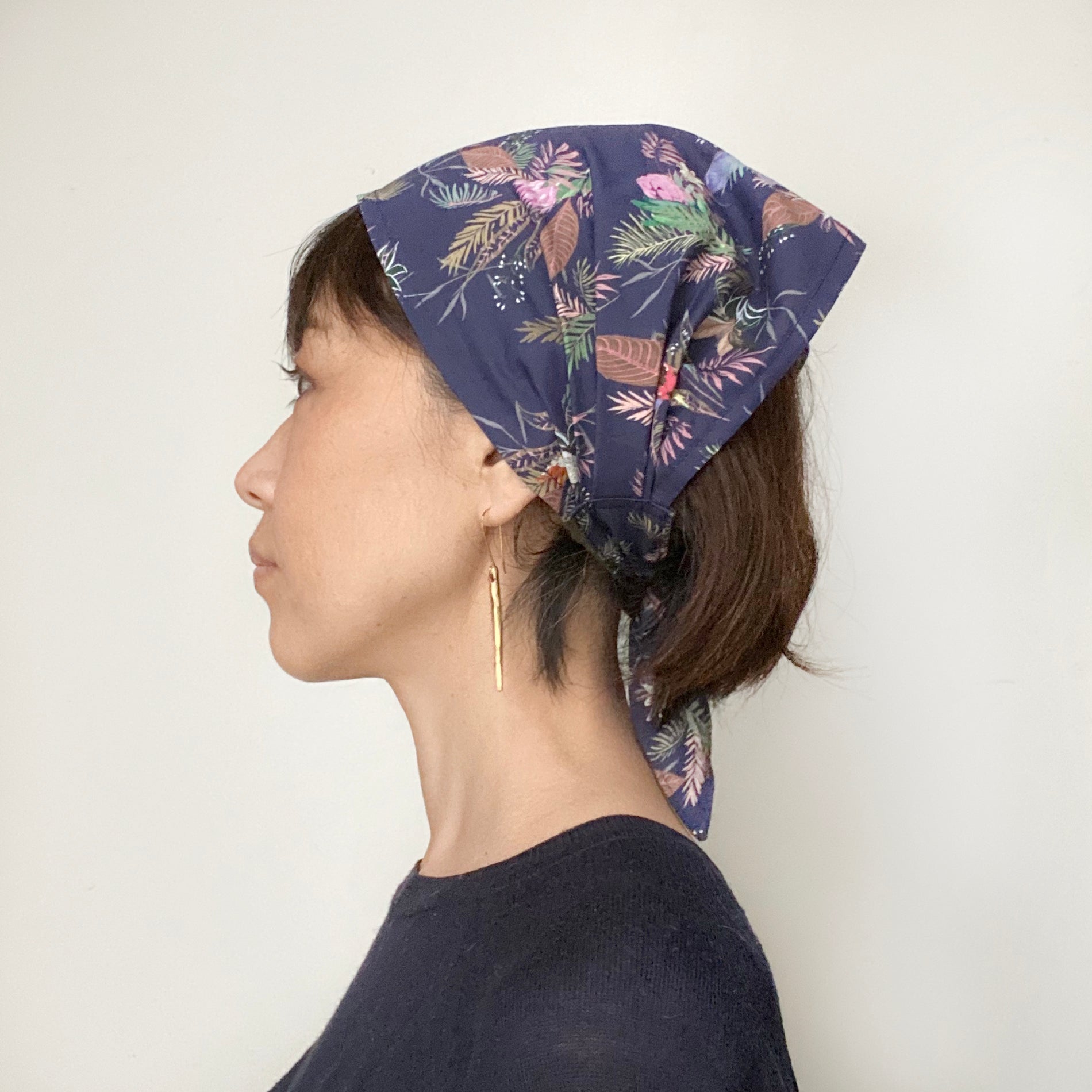Head Scarf Birds Navy