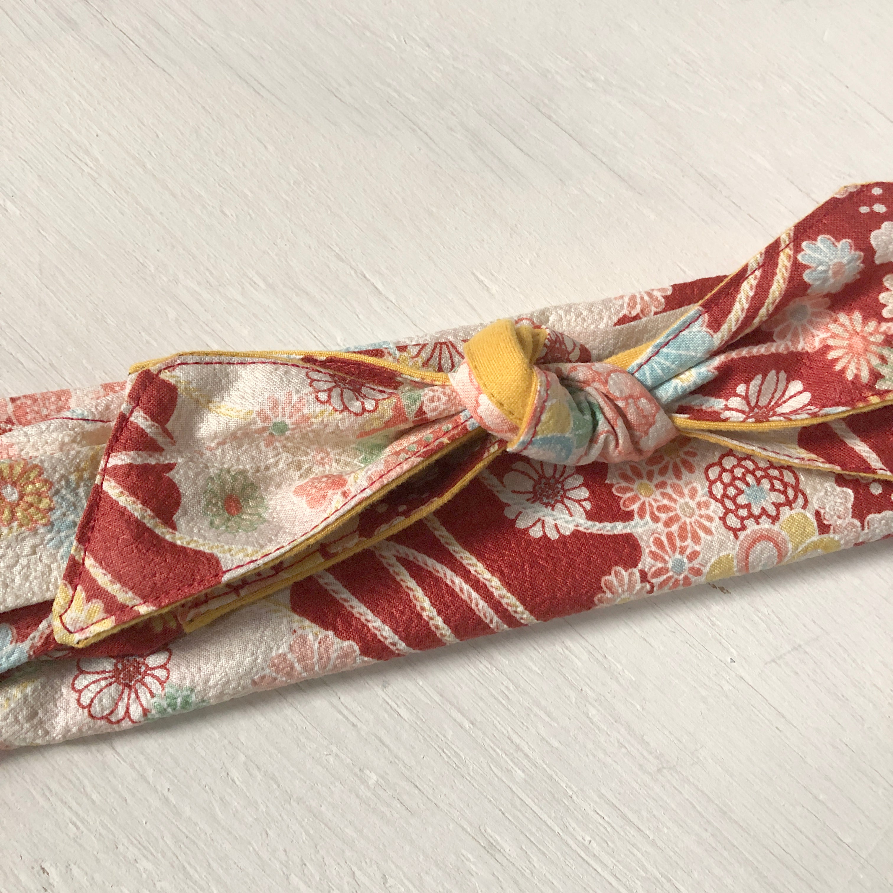 Japanese fabric head scarf, Red Pink