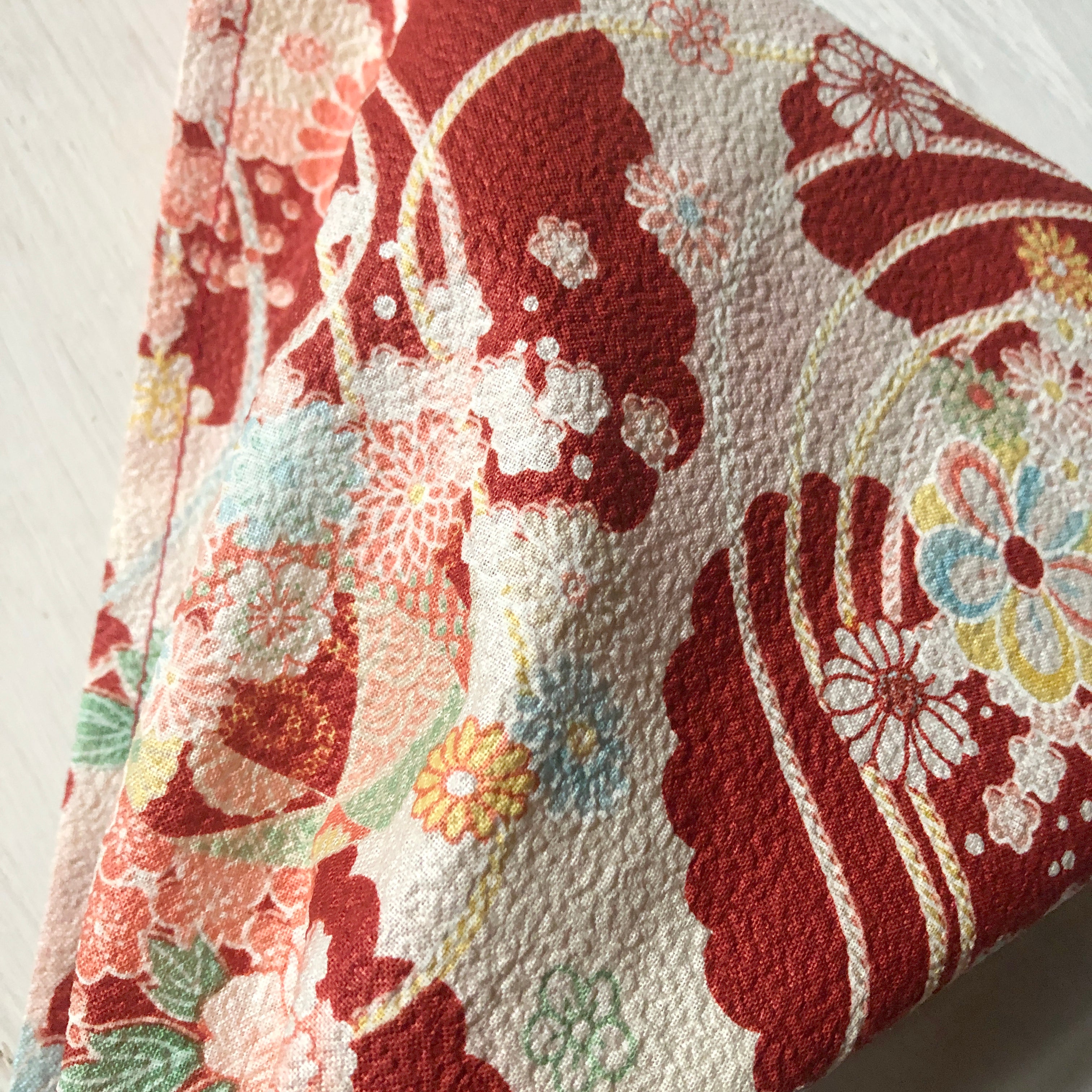 Japanese fabric head scarf, Red Pink