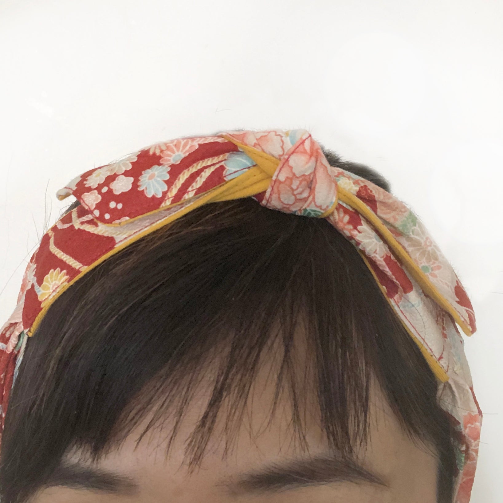 Japanese fabric head scarf, Red Pink