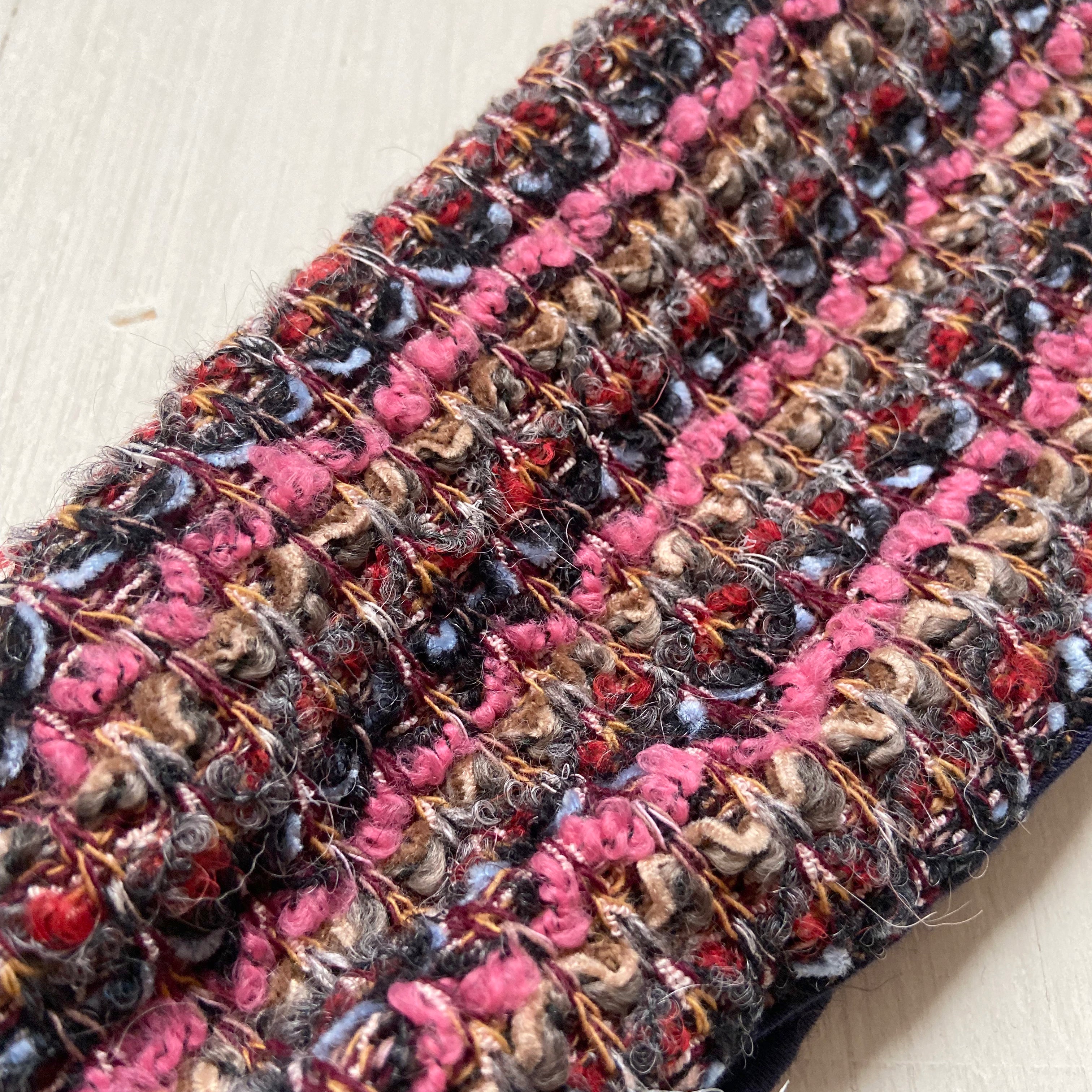 Wool Headband Ear warmer Pink Navy striped