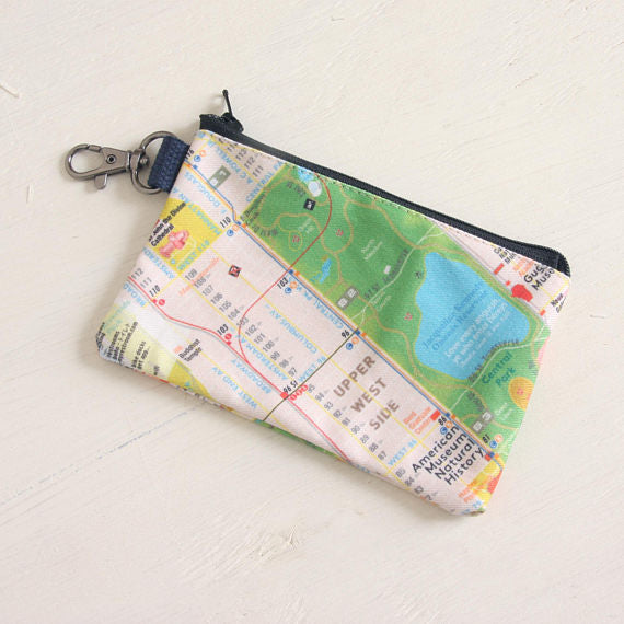 NYC Map Pouch, Central park, Upper west, Upper east
