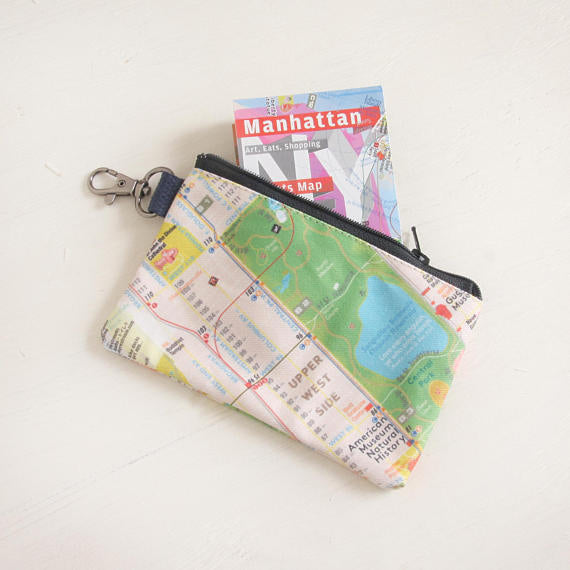 NYC Map Pouch, Central park, Upper west, Upper east