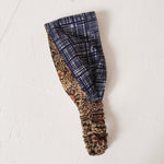 Reversible Headband: Brown Silk vintage kimono, cotton Navy print