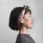 Reversible headscarf: Pink Green light weight cotton fabric, silver pink silk lining tie yourself scarf