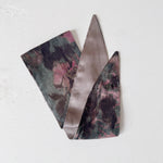 Reversible headscarf: Pink Green light weight cotton fabric, silver pink silk lining tie yourself scarf
