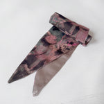 Reversible headscarf: Pink Green light weight cotton fabric, silver pink silk lining tie yourself scarf