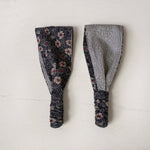 Reversible Headband: Japanese Cotton Navy floral, Silk Kimono Lining