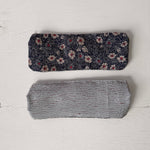 Reversible Headband: Japanese Cotton Navy floral, Silk Kimono Lining
